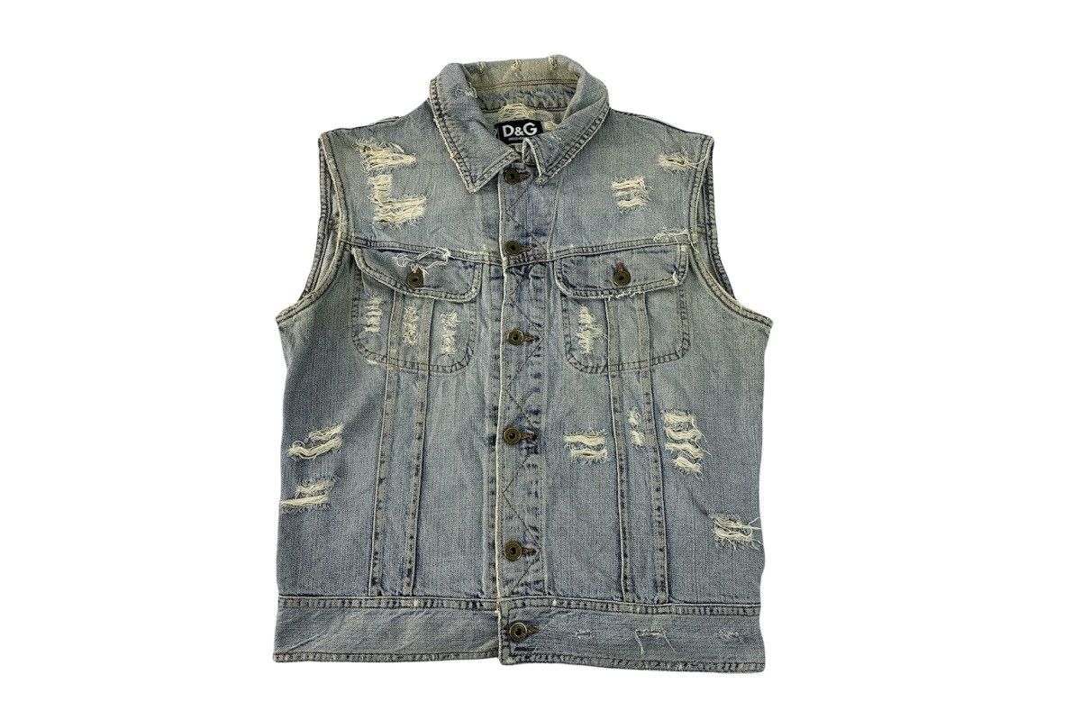 Dolce & Gabbana Rare D&G Distressed Vest Denim Jacket Leather Patch Size M / US 6-8 / IT 42-44 - 1 Thumbnail