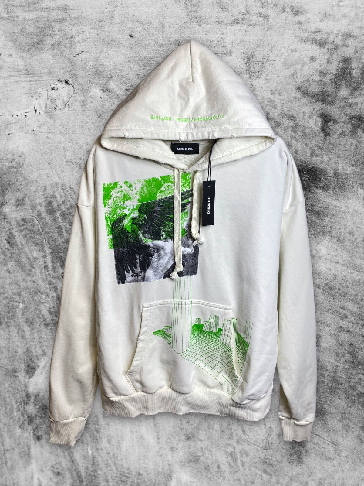 image of Diesel Cream Hoodie Streetwear Neon, Men's (Size XL)
