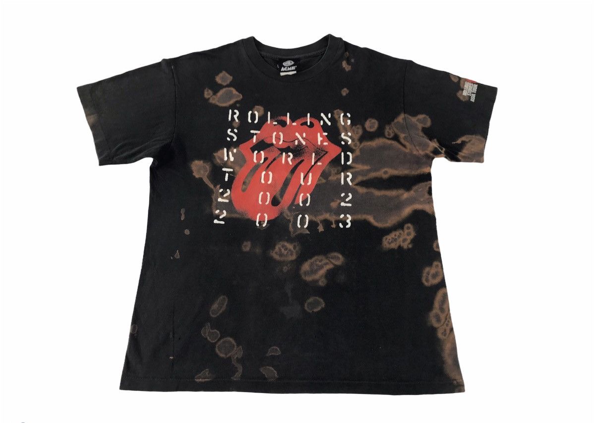 image of Band Tees x Rock Band The Rolling Stone English Rock Band World Tour 02/03 Bleach in Black (Size La