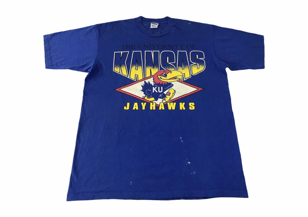 NBA × Vintage University Of Kansas Jawhawk Basketball Team Printed Tee Size US L / EU 52-54 / 3 - 1 Thumbnail