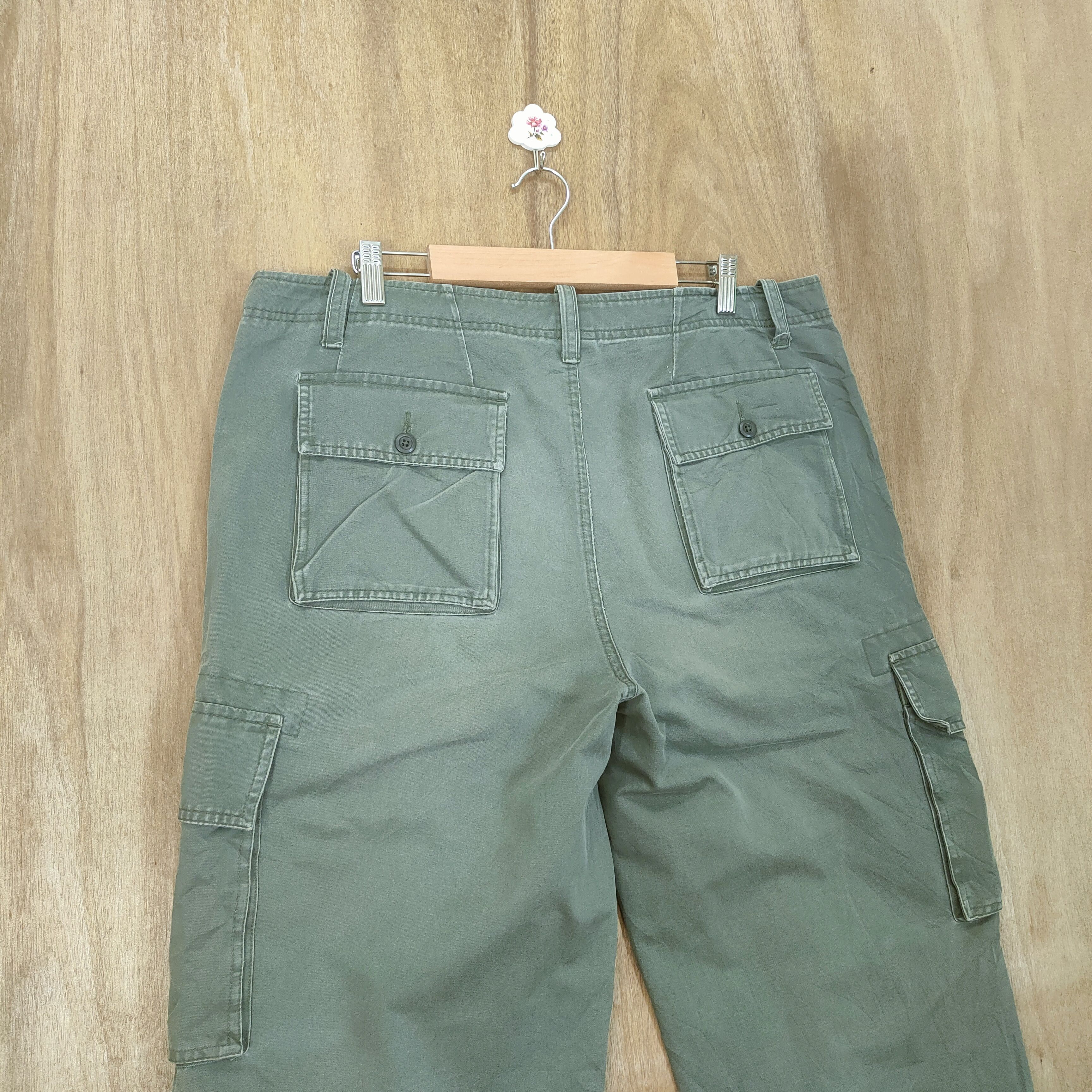Gap × Vintage VINTAGE GAP FADED GREEN CARGO PANTS Size US 36 / EU 52 - 7 Thumbnail