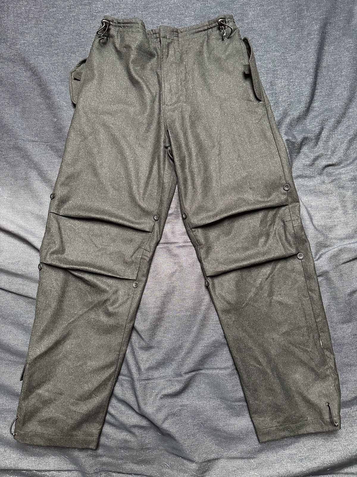 Image of Maharishi Grey Wool Snow Wide Pants, Men's (Size 34)