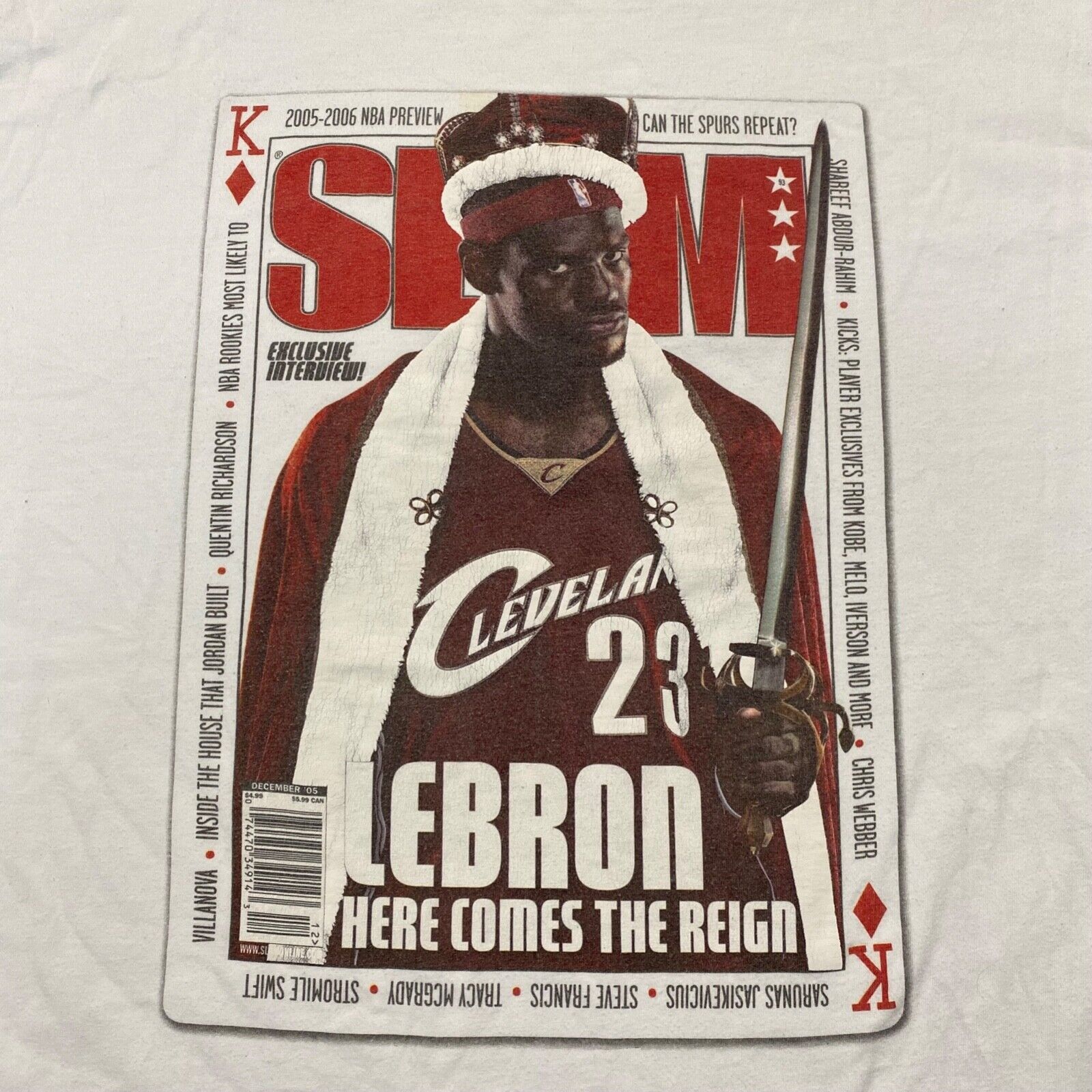 NBA × Vintage VTG 00s Lebron James Slam Magazine Graphic Promo T Shirt 3XL Size US XXL / EU 58 / 5 - 2 Thumbnail