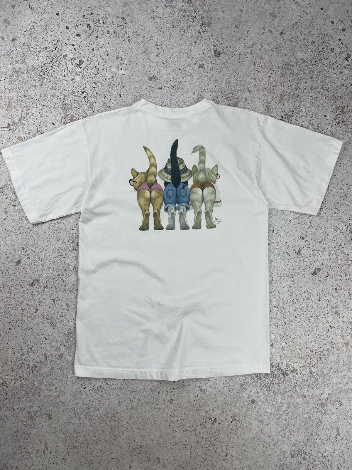 Vintage 90’s Vintage Bob Harrison Graphic Cats Tee T-Shirt Size US M / EU 48-50 / 2 - 1 Thumbnail