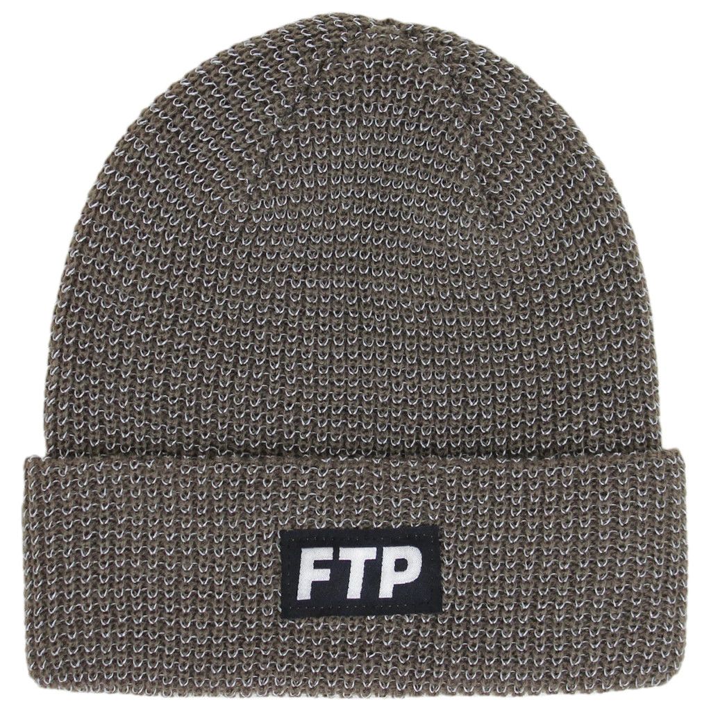Fuck The Population FTP REFLECTIVE KNIT LOGO BEANIE (OLIVE) Size ONE SIZE - 2 Thumbnail