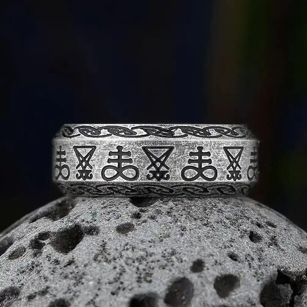 Jewelry Gray Gothic Lucifer Satan Seal Ring Size ONE SIZE - 2 Thumbnail