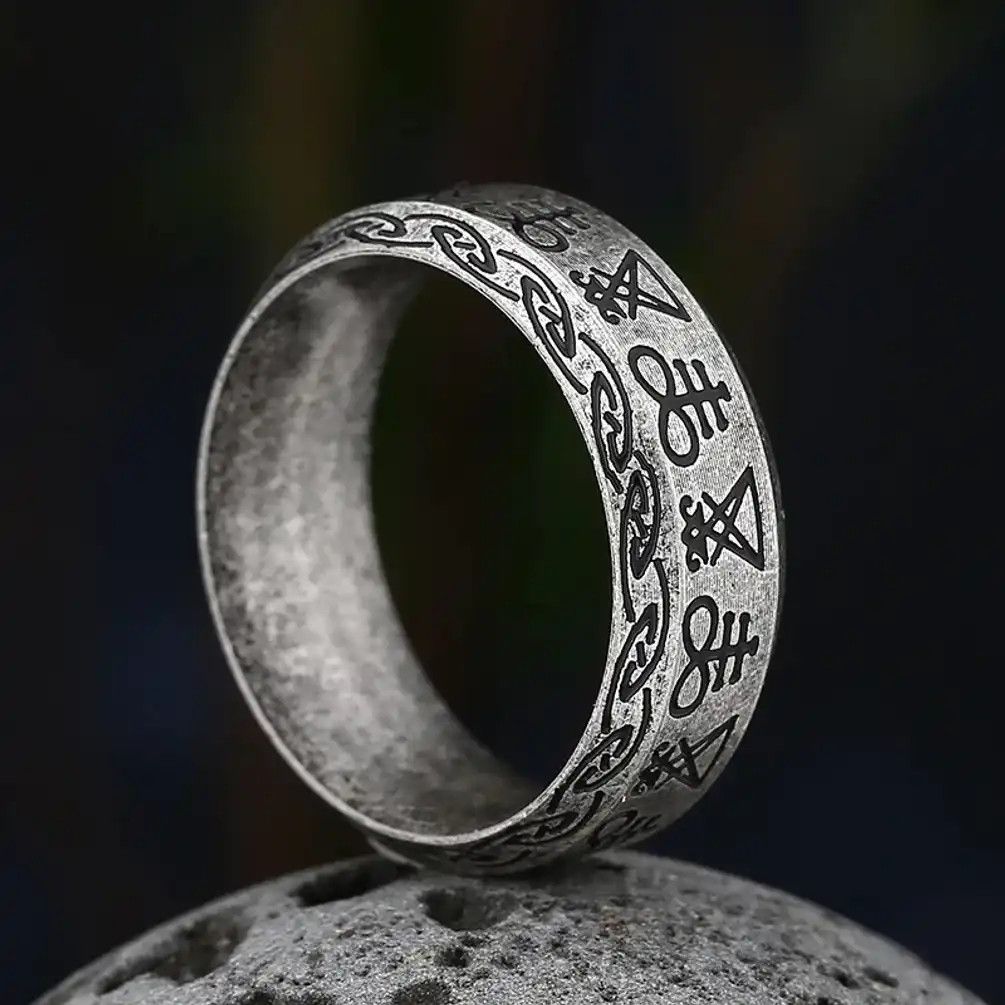 Jewelry Gray Gothic Lucifer Satan Seal Ring Size ONE SIZE - 3 Thumbnail