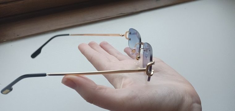 Electric Visual Brown Lence Retro Rectangular Rimles Sunglasess Size ONE SIZE - 4 Thumbnail