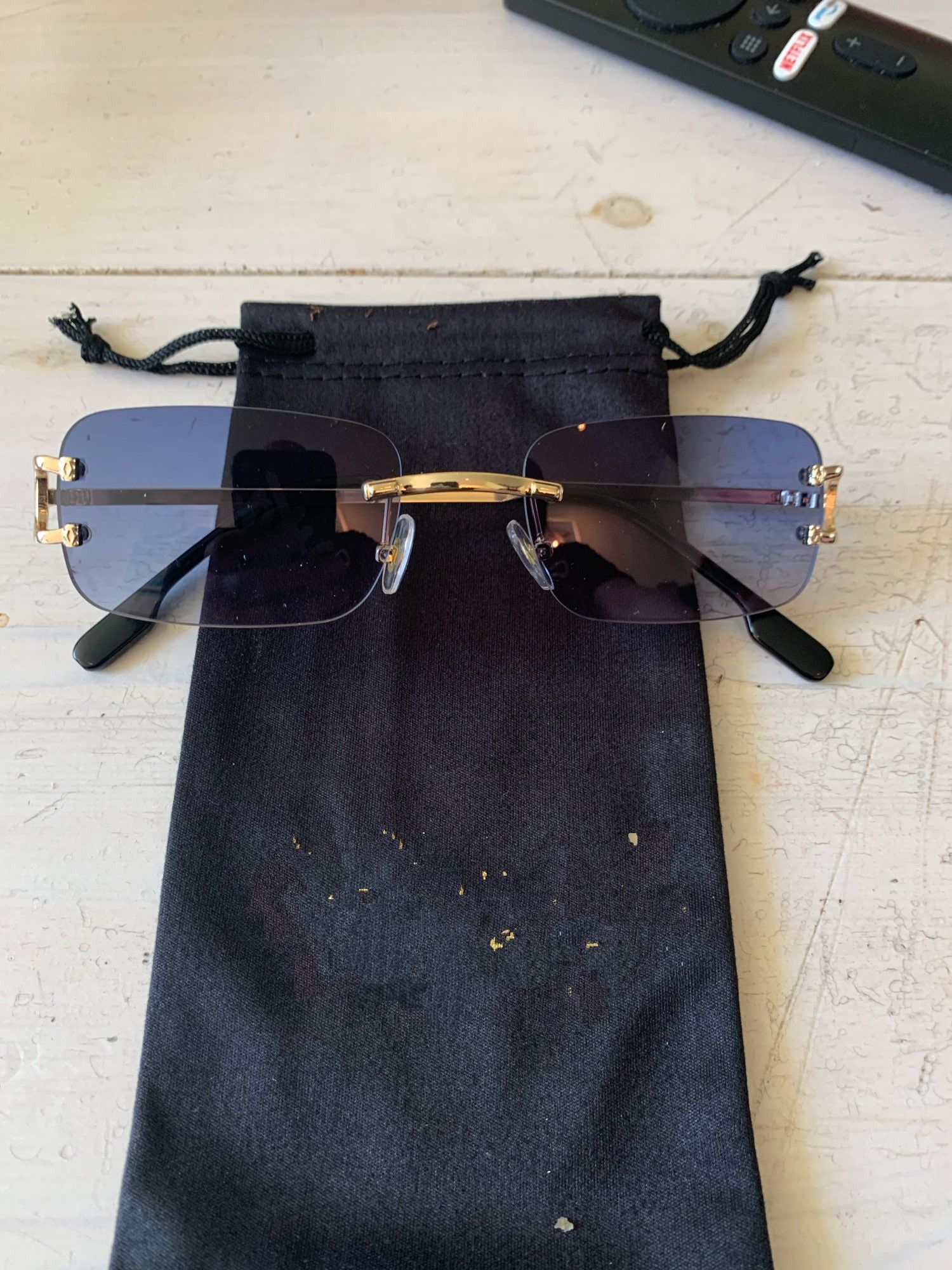 Electric Visual Brown Lence Retro Rectangular Rimles Sunglasess Size ONE SIZE - 5 Thumbnail