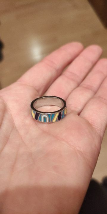 Jewelry Blue Enamel Flower Ring Size ONE SIZE - 2 Thumbnail