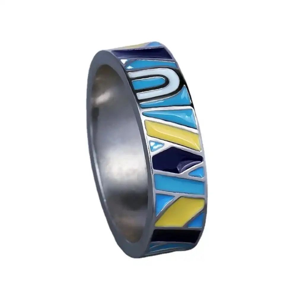 Jewelry Blue Enamel Flower Ring Size ONE SIZE - 3 Thumbnail
