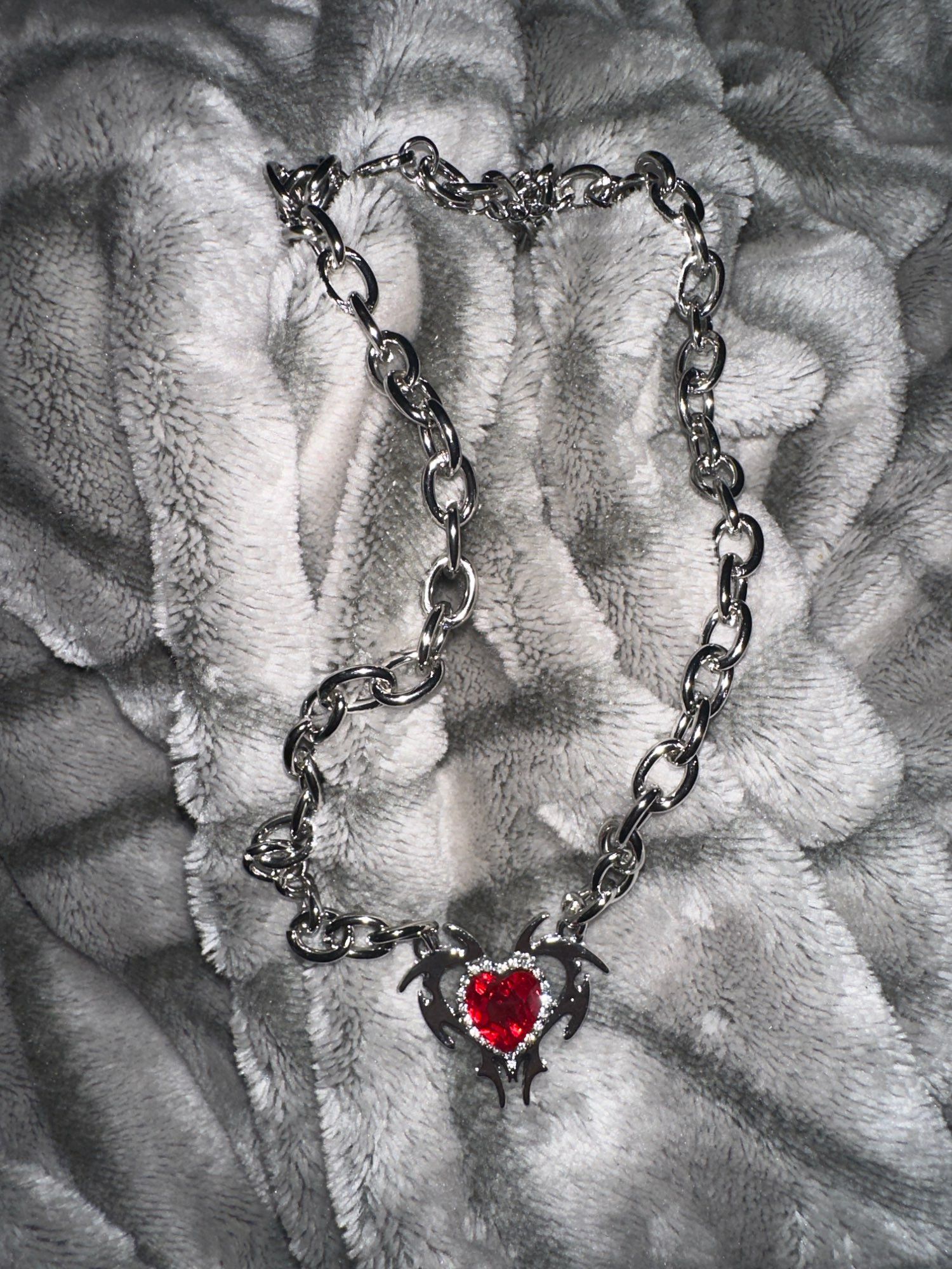 Jewelry Red Zircon Love Pendant Necklace Size ONE SIZE - 2 Thumbnail