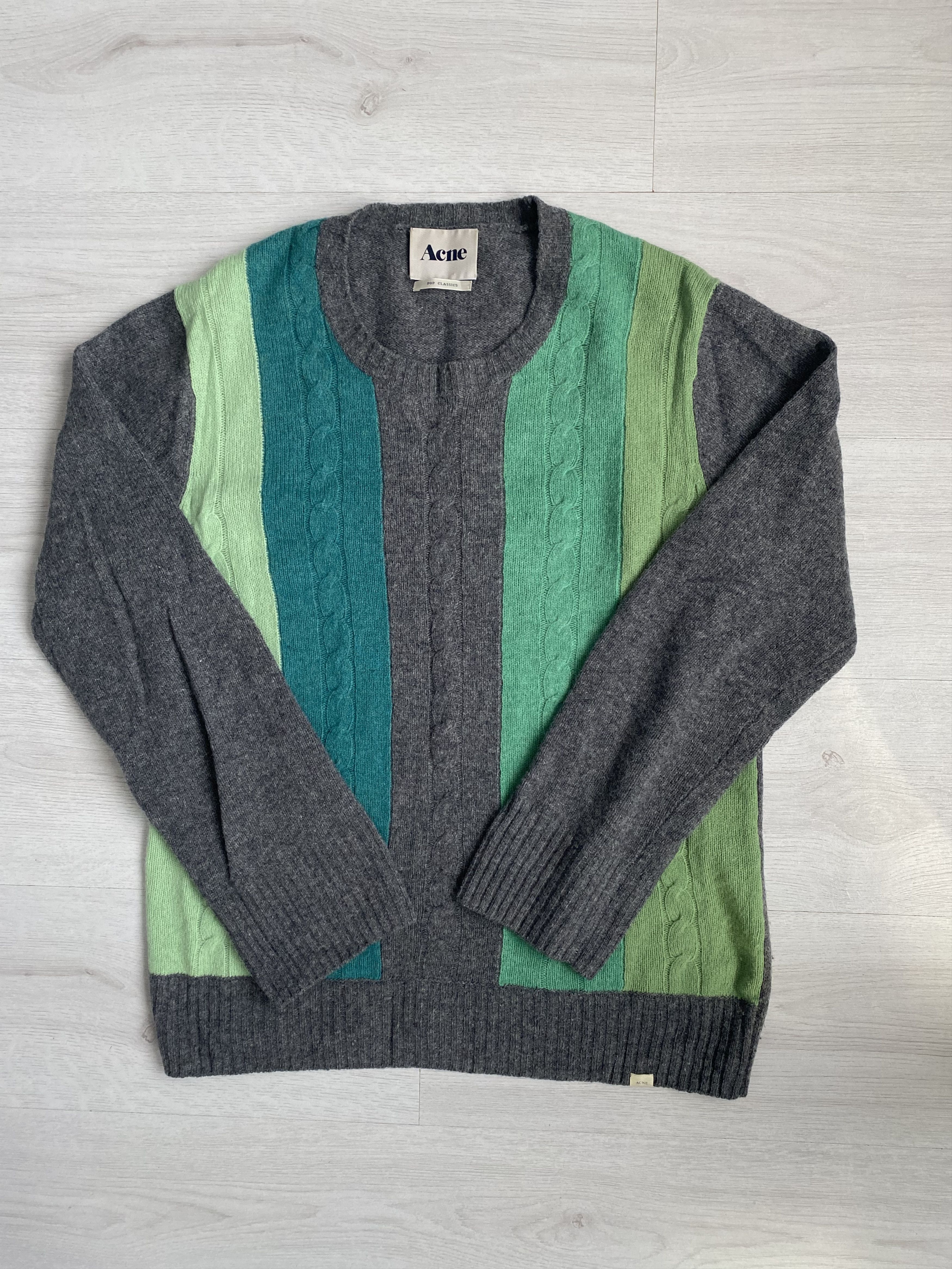 image of Acne Studios Men’S Pop Classics Lambswool Sweater in Grey, Men's (Size Large)