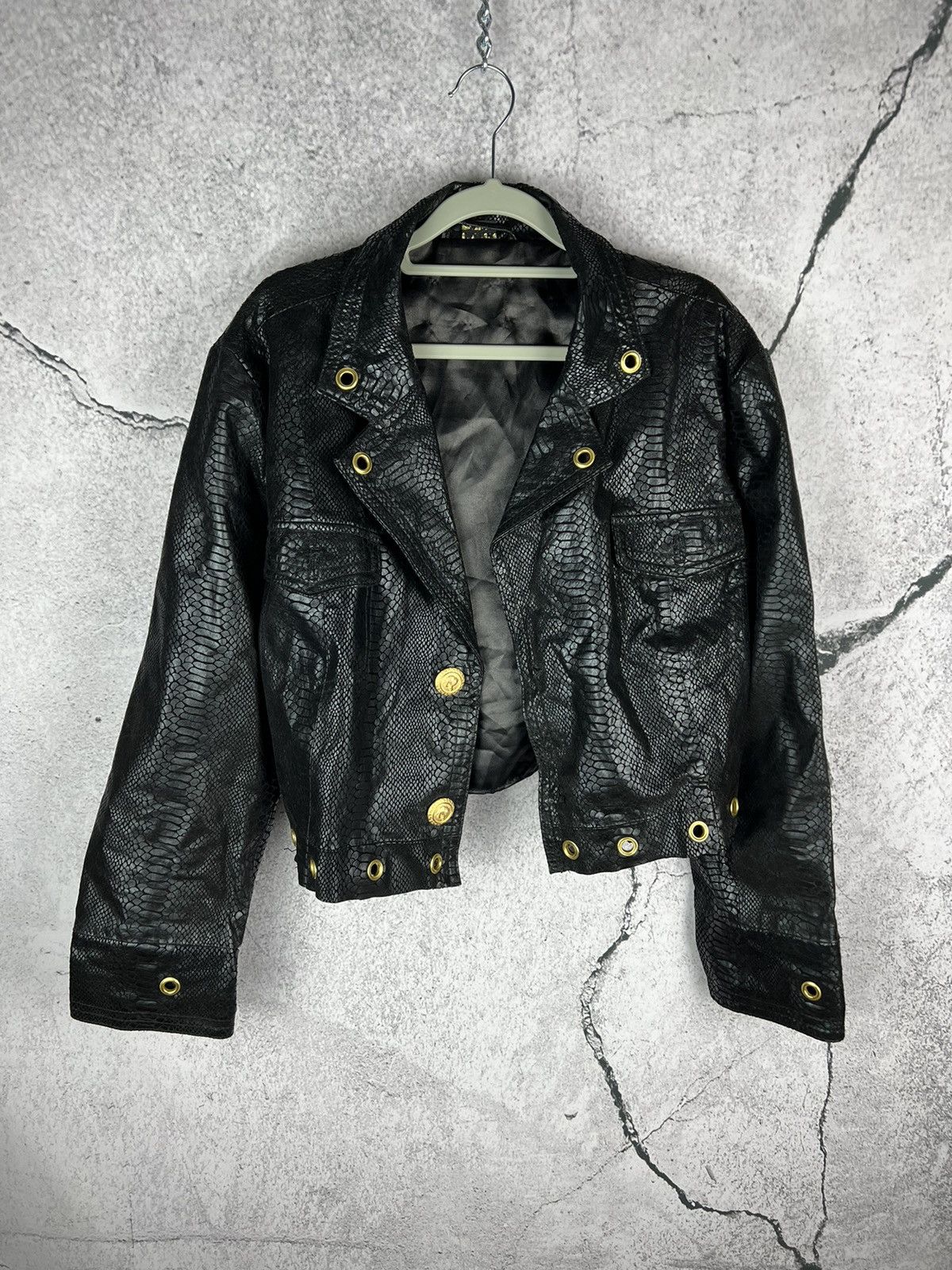 Japanese Brand Avant garde leather snake skin print pattern jacket Size L / US 10 / IT 46 - 1 Thumbnail