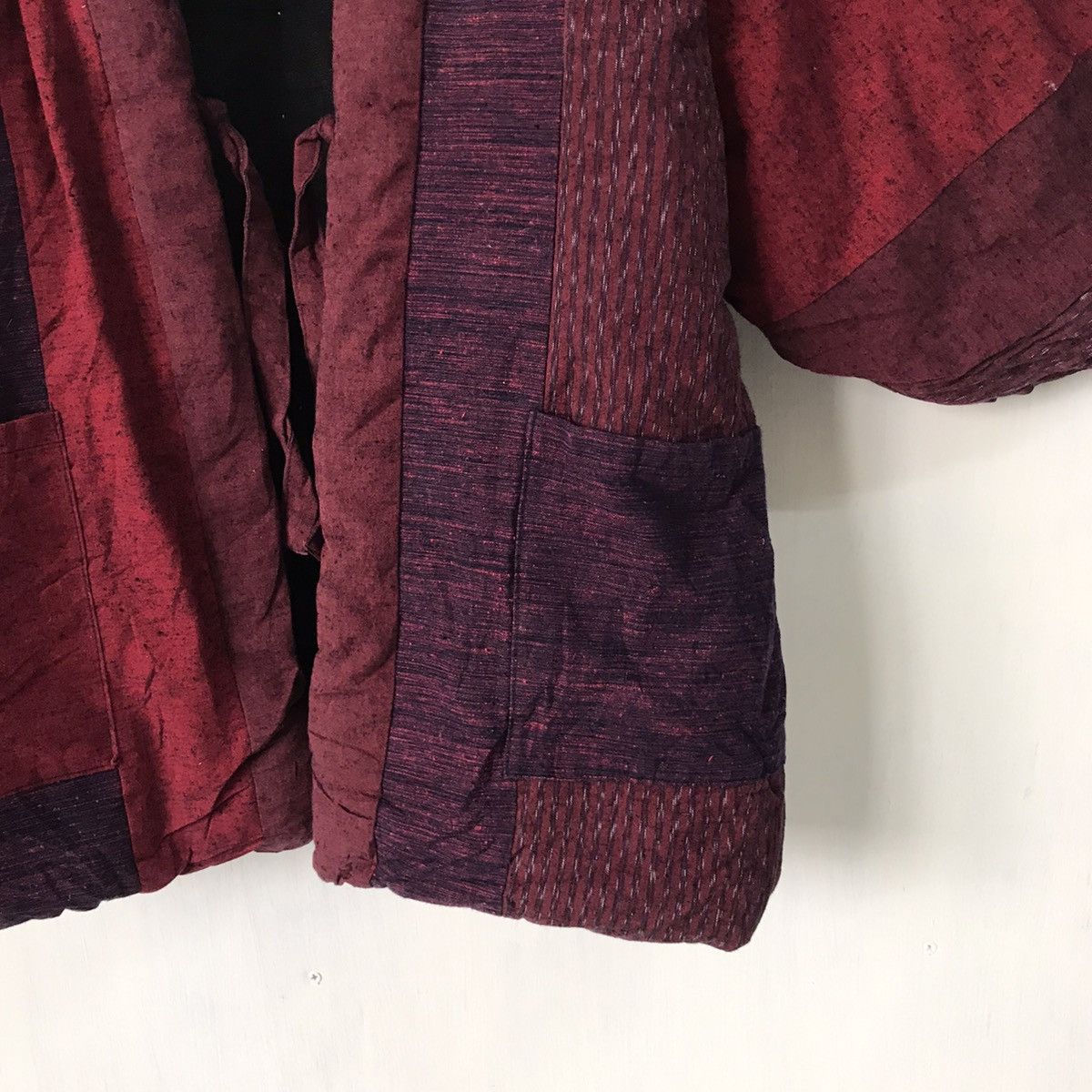 Japanese Brand 💥Steals💥Rare Red Tartan Boro Style Block Patch Kimono Size US L / EU 52-54 / 3 - 5 Thumbnail