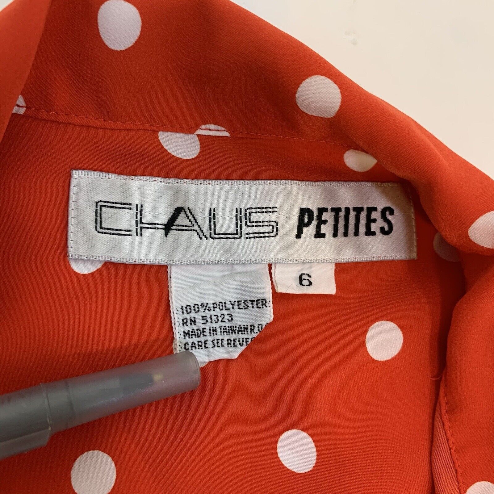 Other Vintage Chaus Petites Womens White Polka Dots Crop Top Shirt Size M / US 6-8 / IT 42-44 - 2 Thumbnail