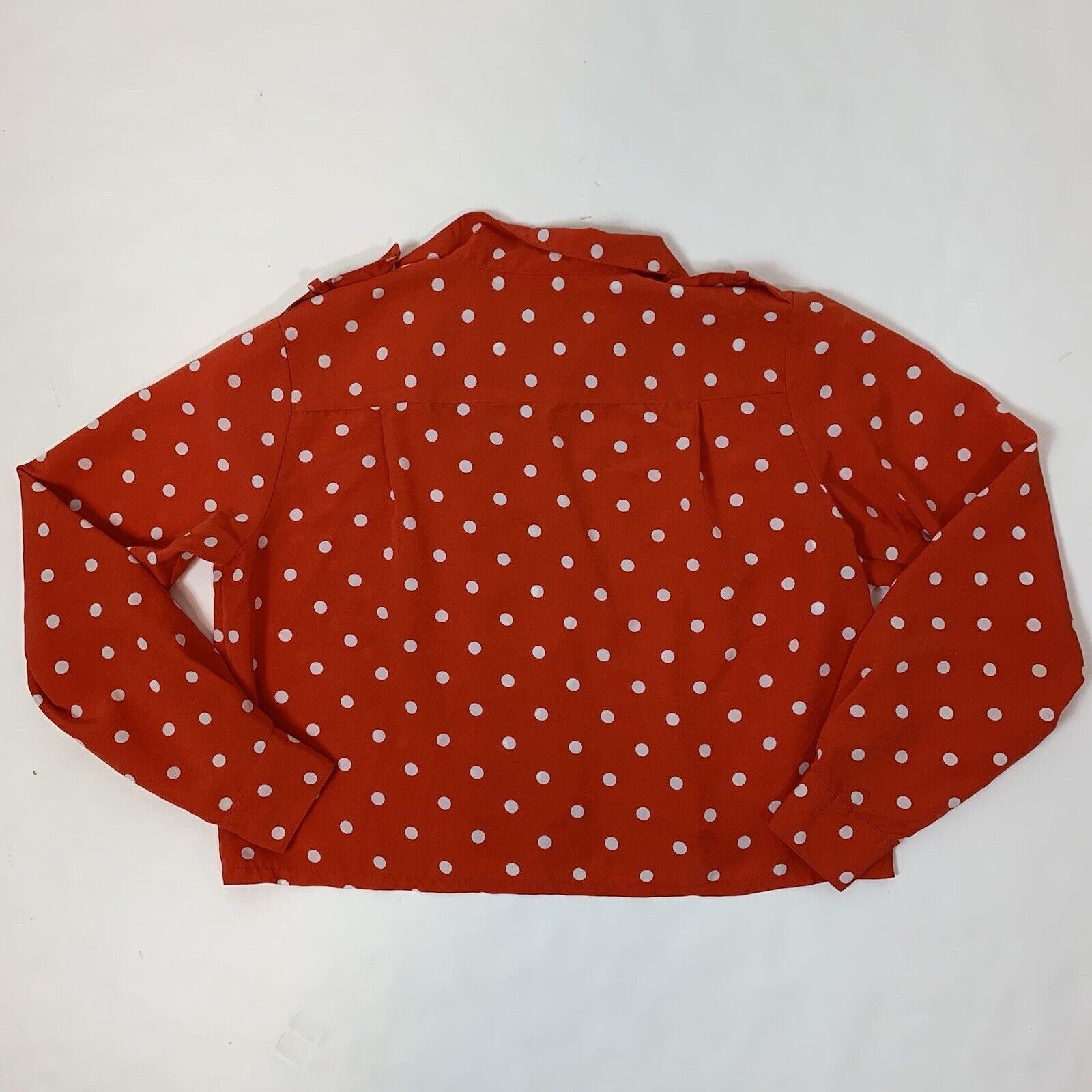 Other Vintage Chaus Petites Womens White Polka Dots Crop Top Shirt Size M / US 6-8 / IT 42-44 - 7 Thumbnail