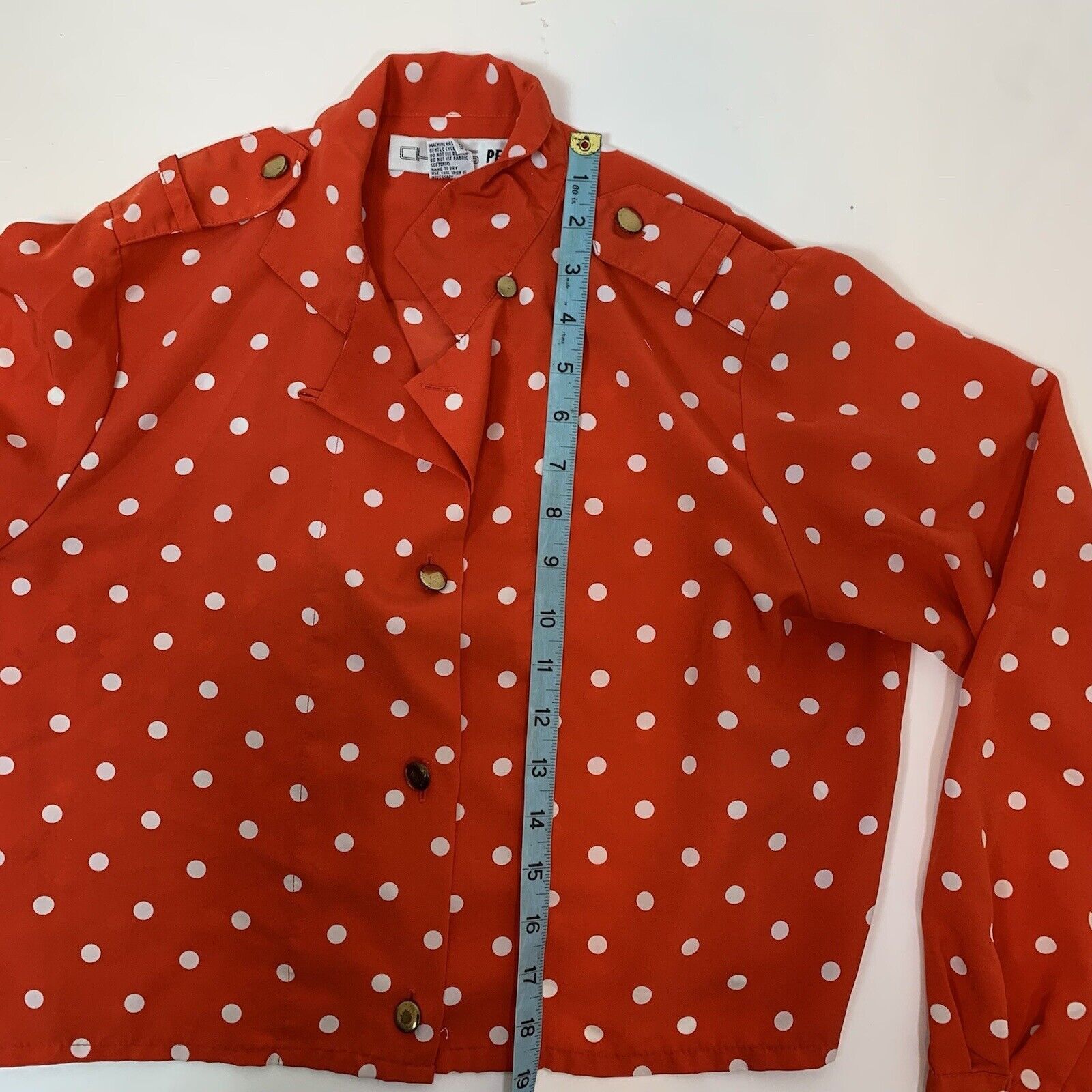 Other Vintage Chaus Petites Womens White Polka Dots Crop Top Shirt Size M / US 6-8 / IT 42-44 - 8 Thumbnail