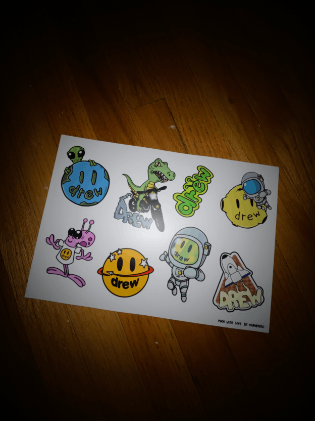 Drew House Drew House space sticker sheet Size ONE SIZE - 1 Thumbnail