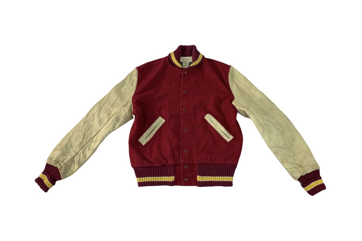 Vintage Albion Award Varsity Jacket Cowhide Leather Sleeve Size US M / EU 48-50 / 2 - 1 Thumbnail