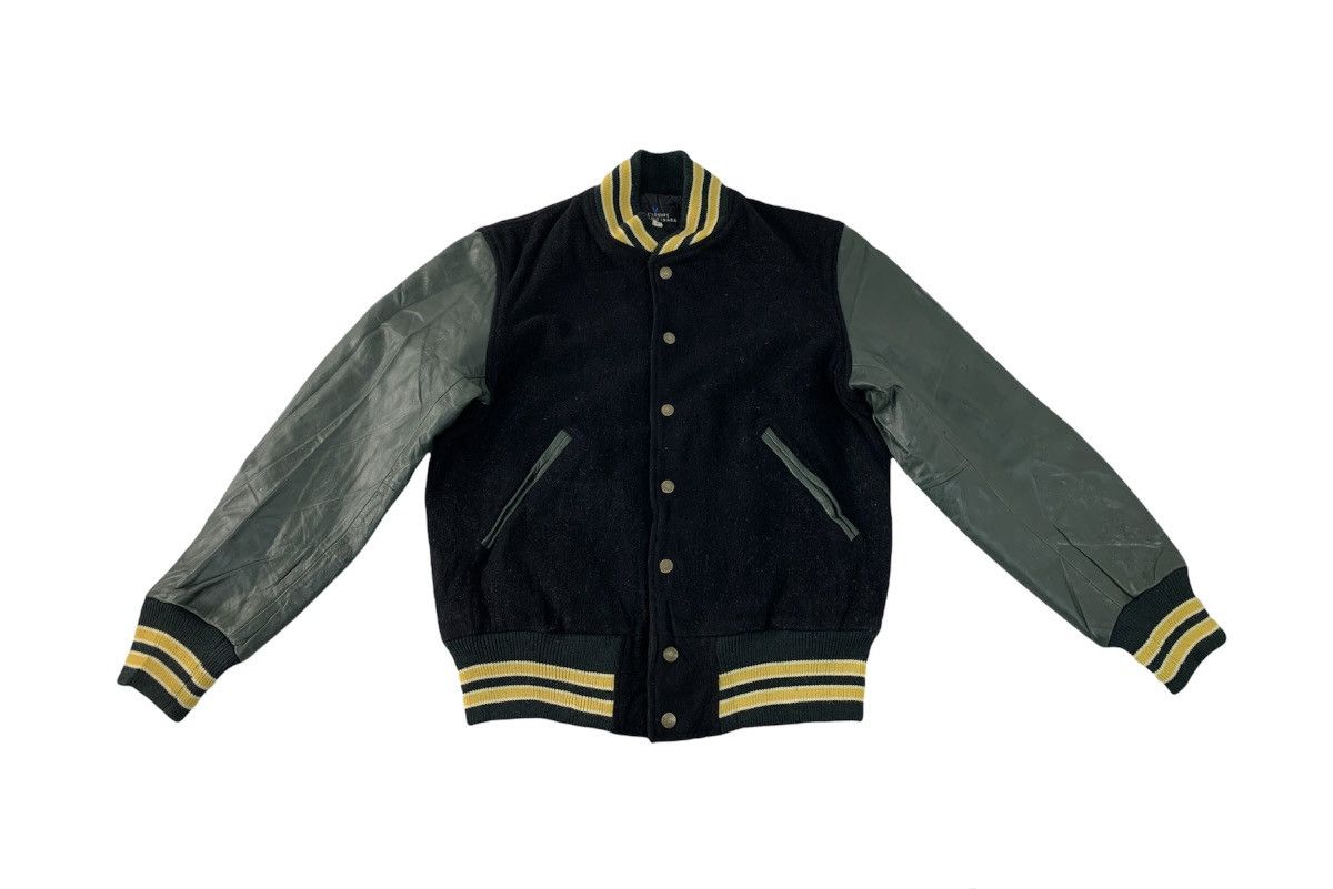 image of L’ Equipe Yoshie Inaba Varsity Leather Sleeve Padded in Black, Men's (Size Medium)