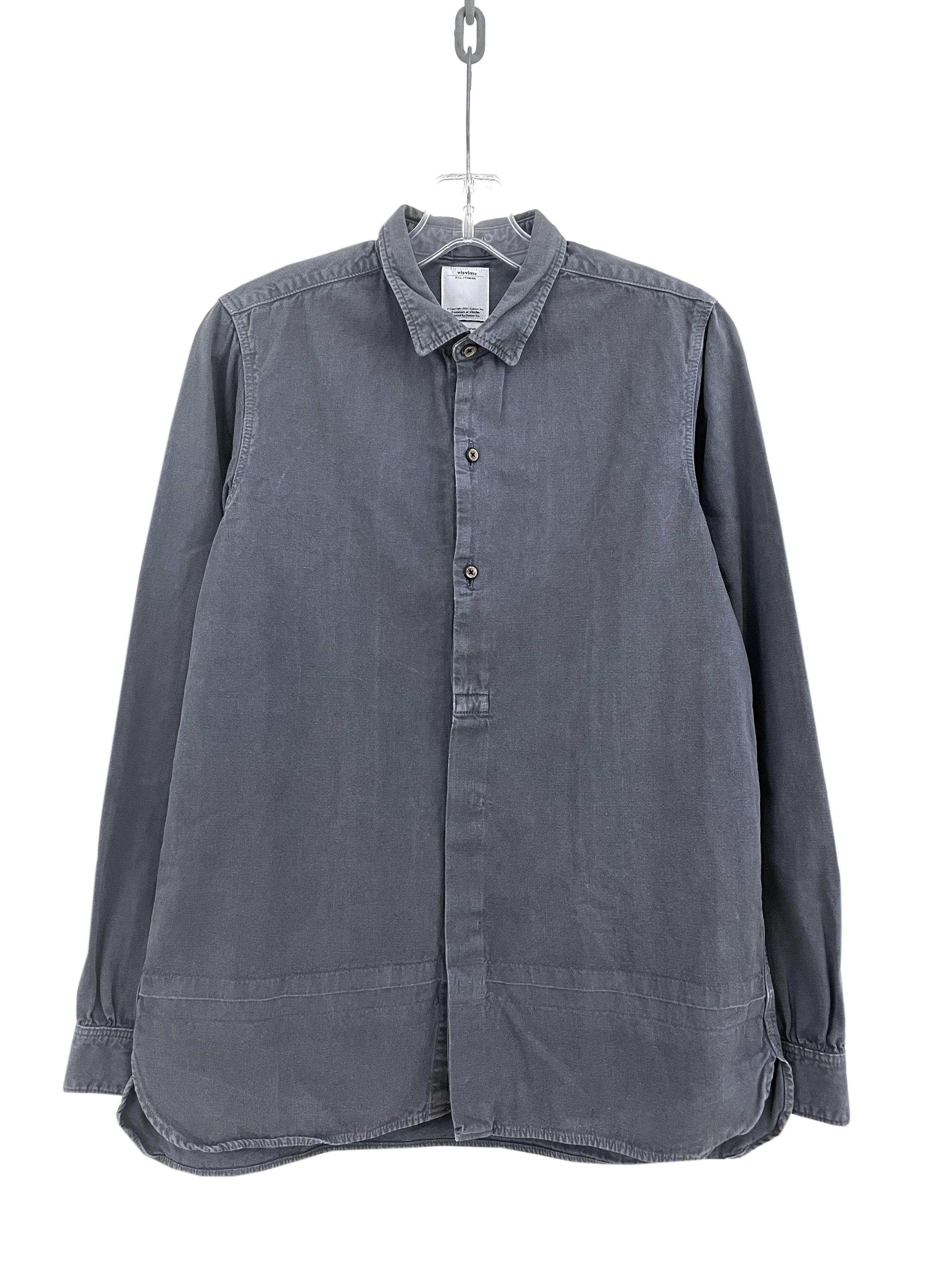 image of Visvim Washed Long Rider Shirt in Blue Grey, Men's (Size Small)