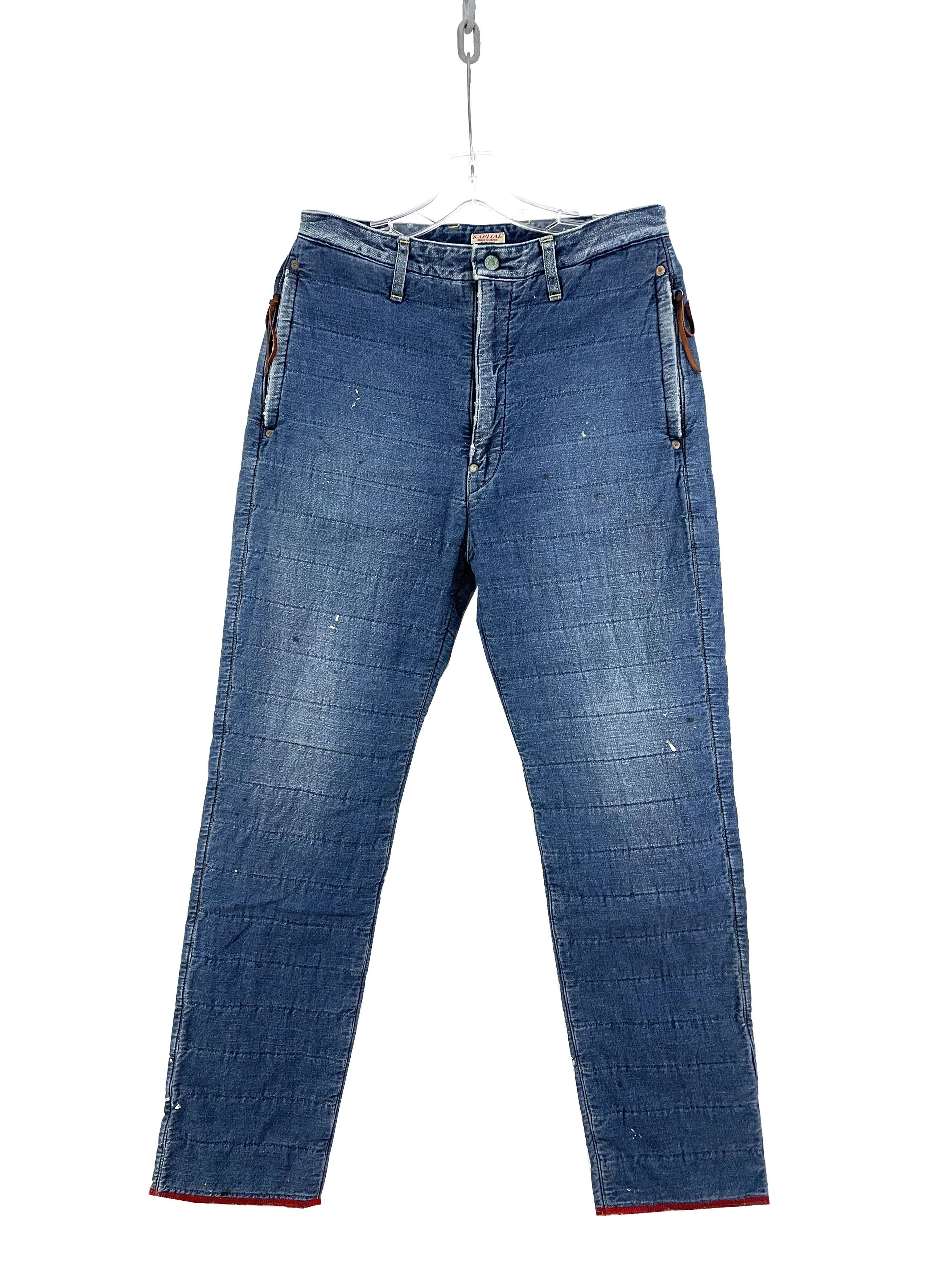 image of Kapital Quilted Denim Sweatpants in Blue, Men's (Size 30)
