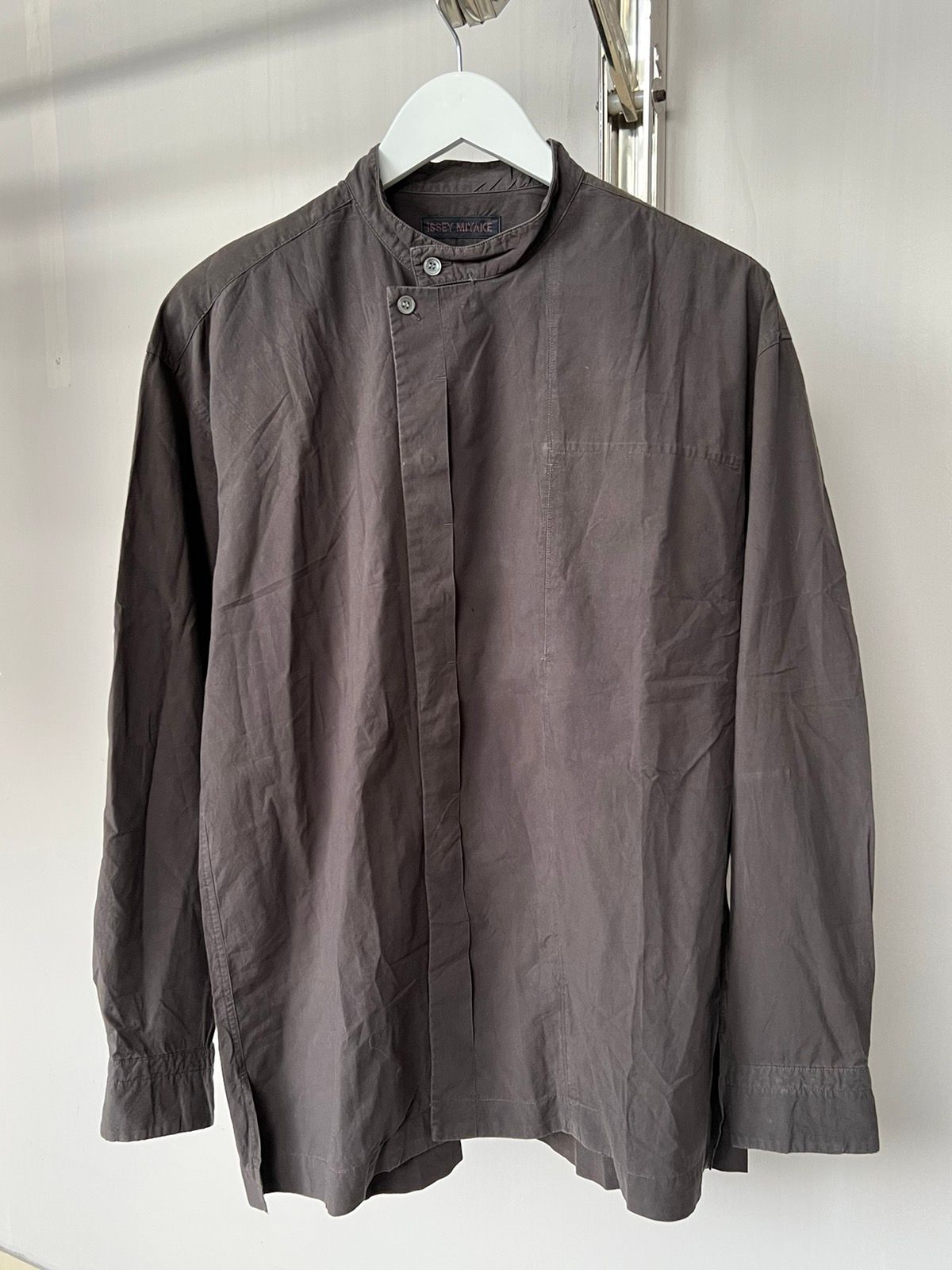 Pre-owned Issey Miyake Ss05  Black Mandarin Collar Shirt Hidden Pocket