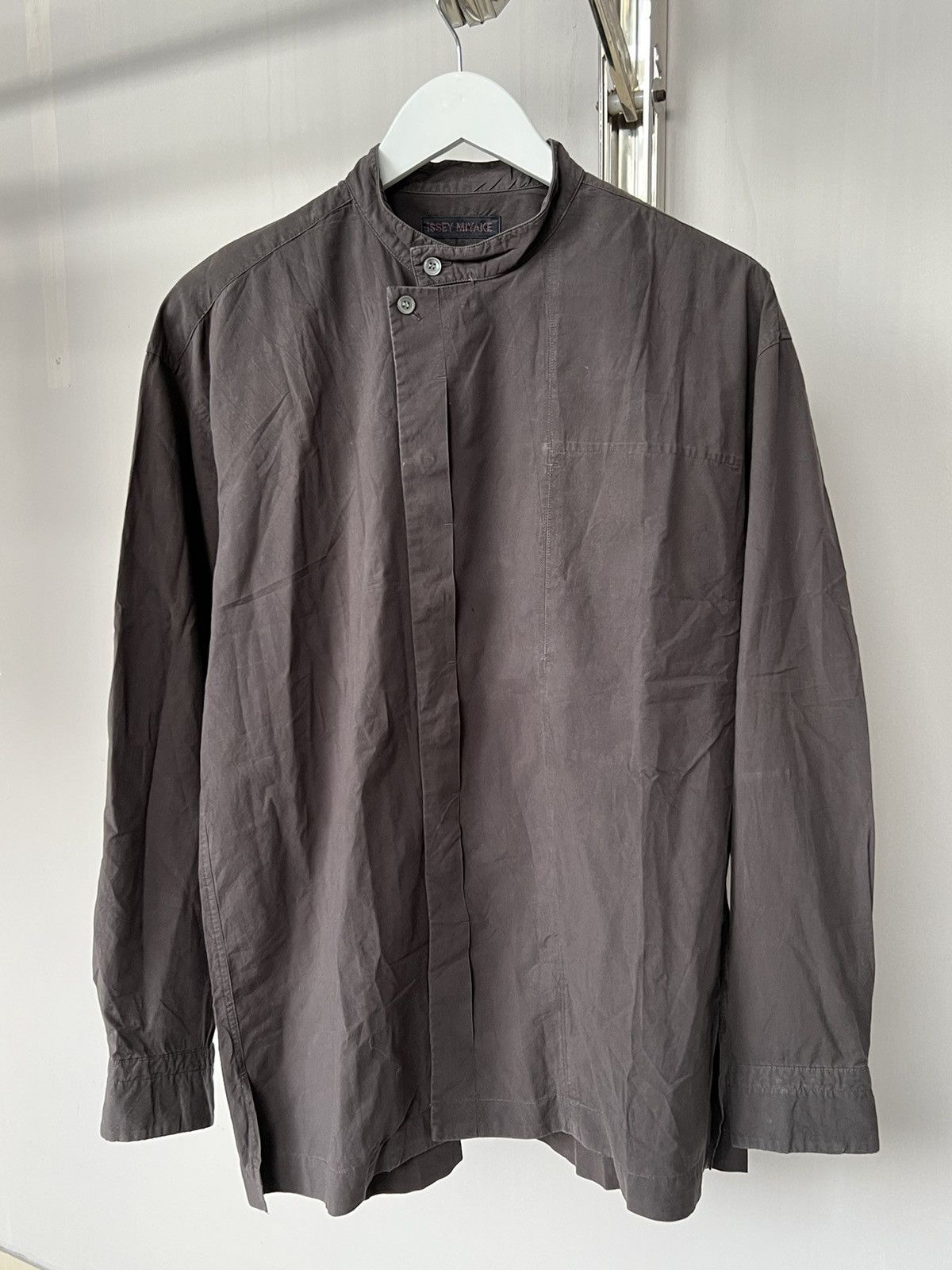 image of Ss95 Issey Miyake Vampire Collar Shirt in Black, Men's (Size Medium)