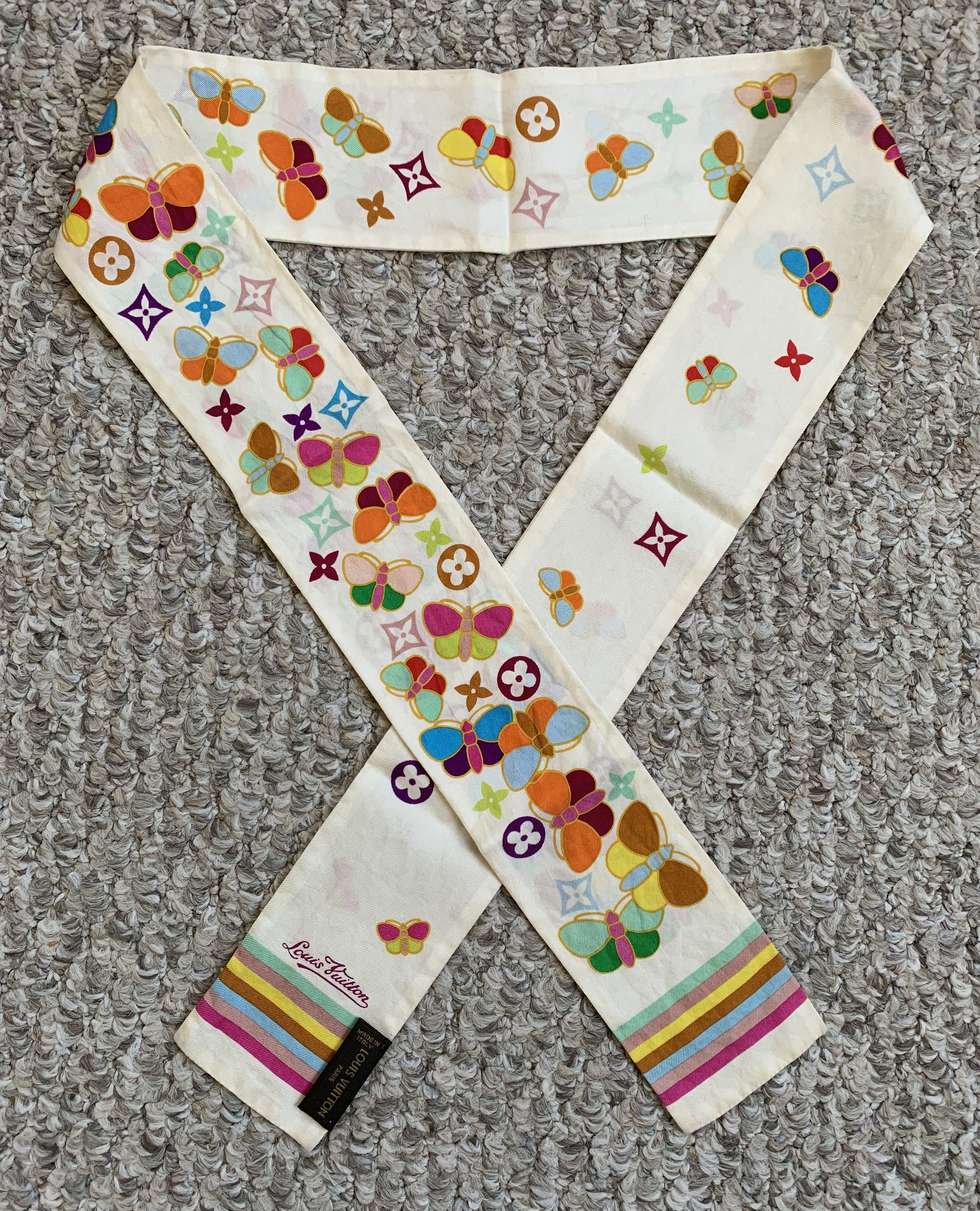 image of S/s 2003 Louis Vuitton Murakami Monogram Silk Scarf, Women's