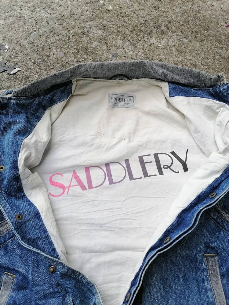 Designer Saddlery Multi Denim Patch Denim Jacket Size US L / EU 52-54 / 3 - 6 Thumbnail