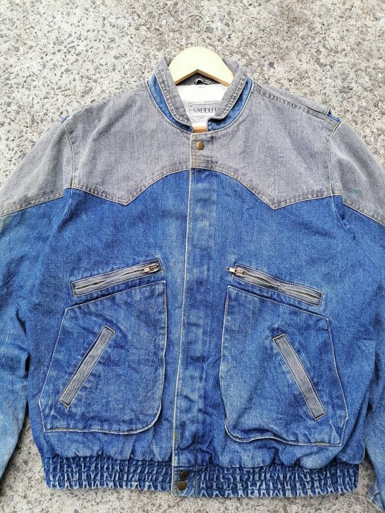 Designer Saddlery Multi Denim Patch Denim Jacket Size US L / EU 52-54 / 3 - 4 Thumbnail
