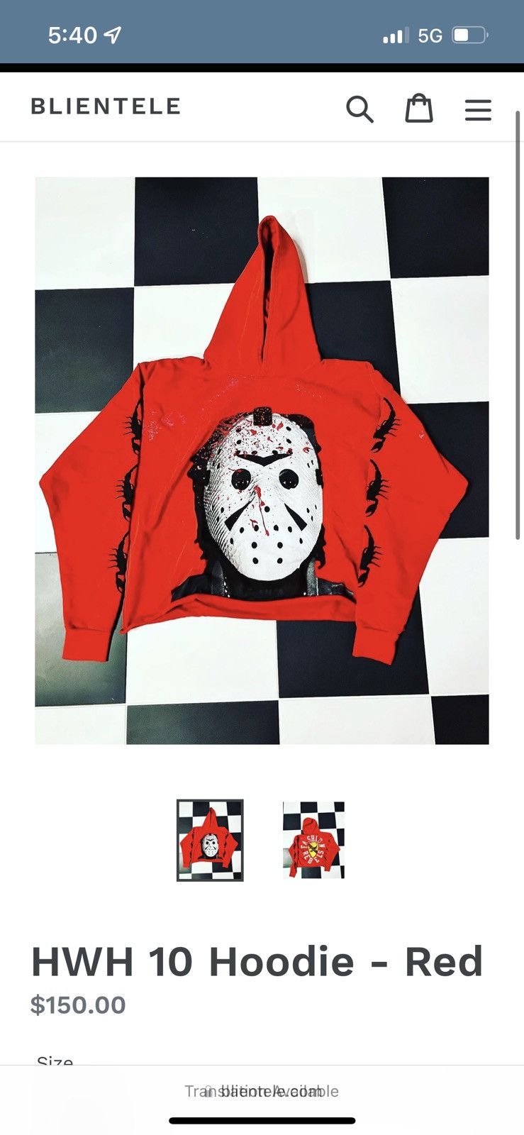 image of Blientele Griselda Westside Gunn Hwh The 10 Red Hoodie Xl, Men's