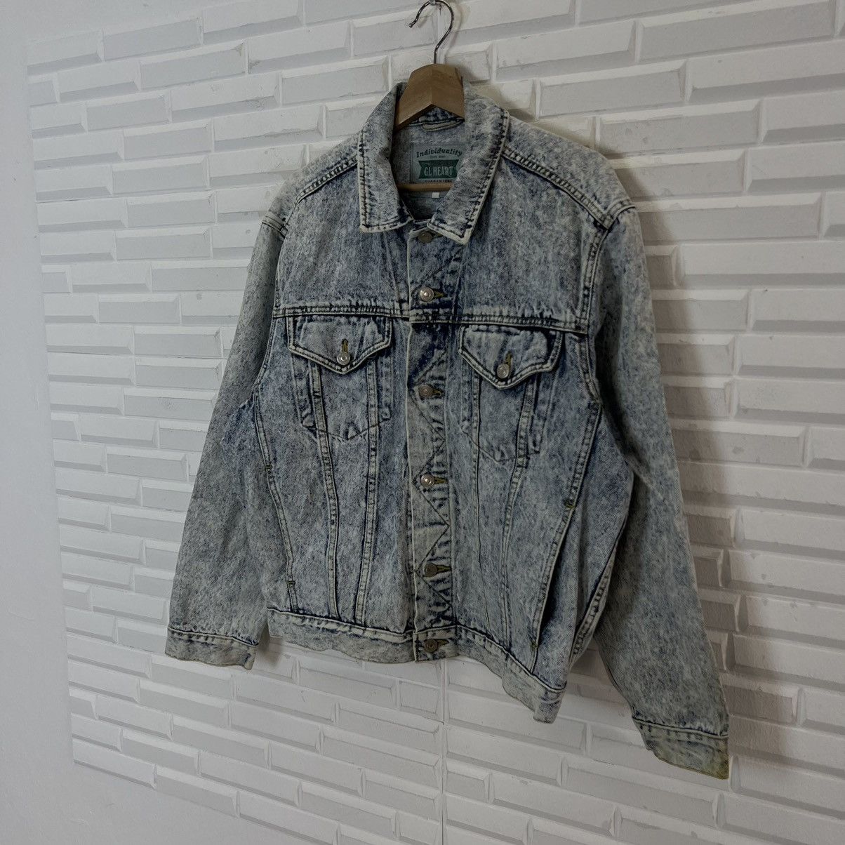 Japanese Brand VINTAGE BIKER GL HEART DENIM BOMBER JACKET ACID WASH DESIGN Size US L / EU 52-54 / 3 - 2 Thumbnail