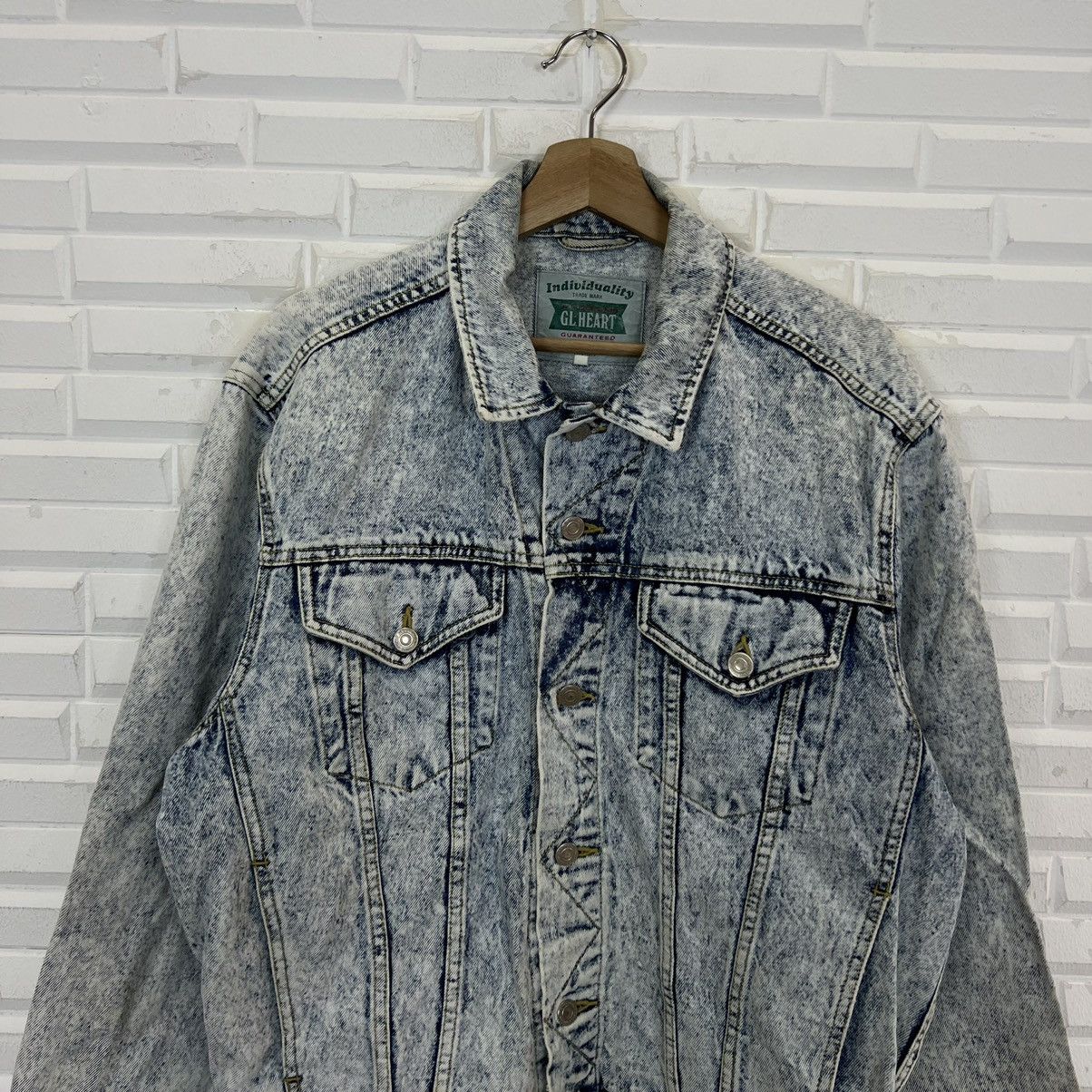 Japanese Brand VINTAGE BIKER GL HEART DENIM BOMBER JACKET ACID WASH DESIGN Size US L / EU 52-54 / 3 - 3 Thumbnail