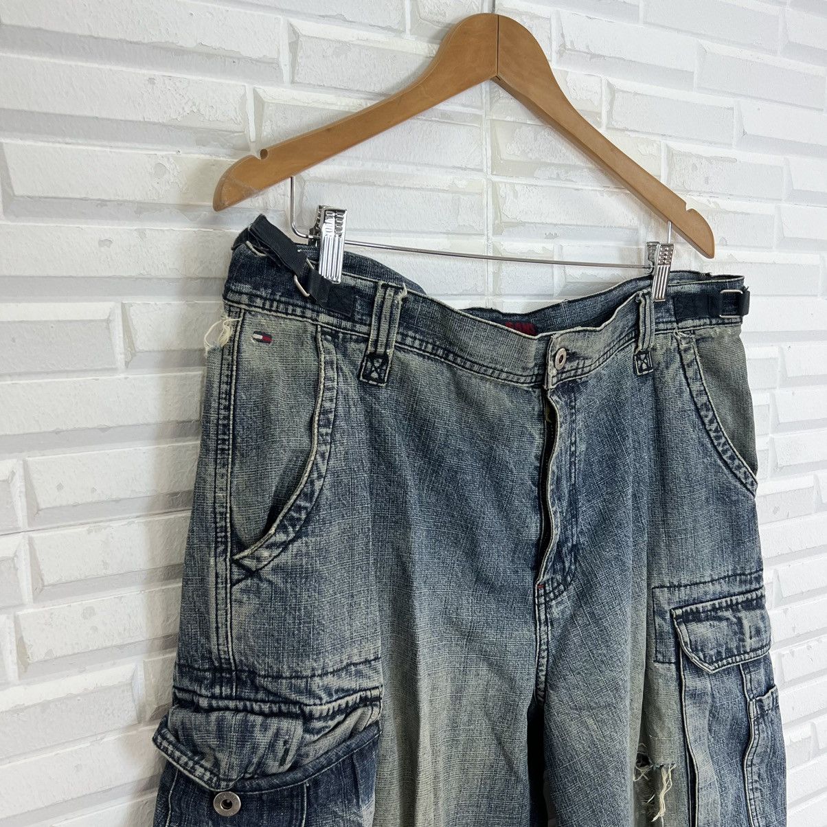 Hysteric Glamour VINTAGE DISTRESSED DENIM CARGO POCKET BIKER TOMMY HILFIGER Size US 38 / EU 54 - 5 Thumbnail