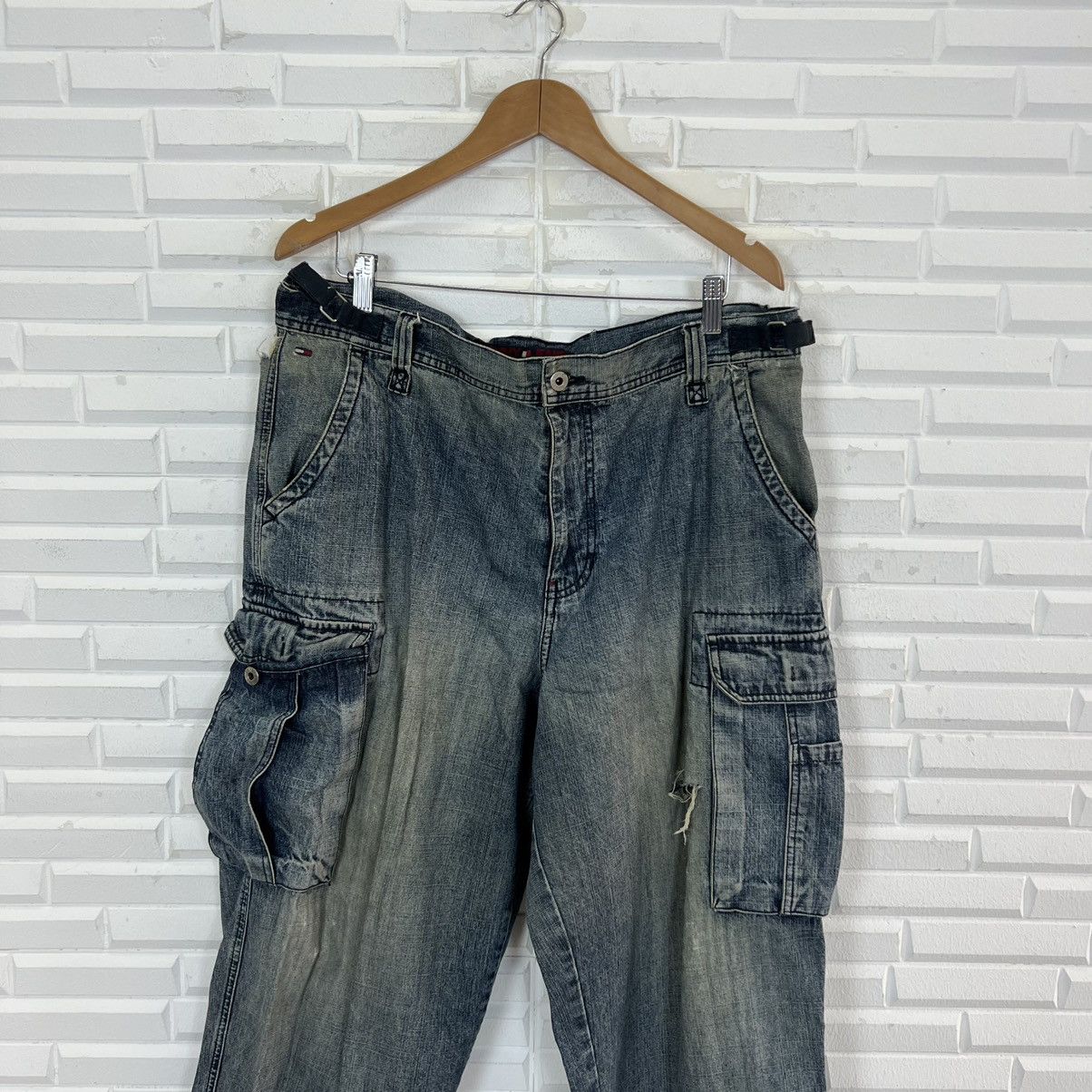 Hysteric Glamour VINTAGE DISTRESSED DENIM CARGO POCKET BIKER TOMMY HILFIGER Size US 38 / EU 54 - 3 Thumbnail