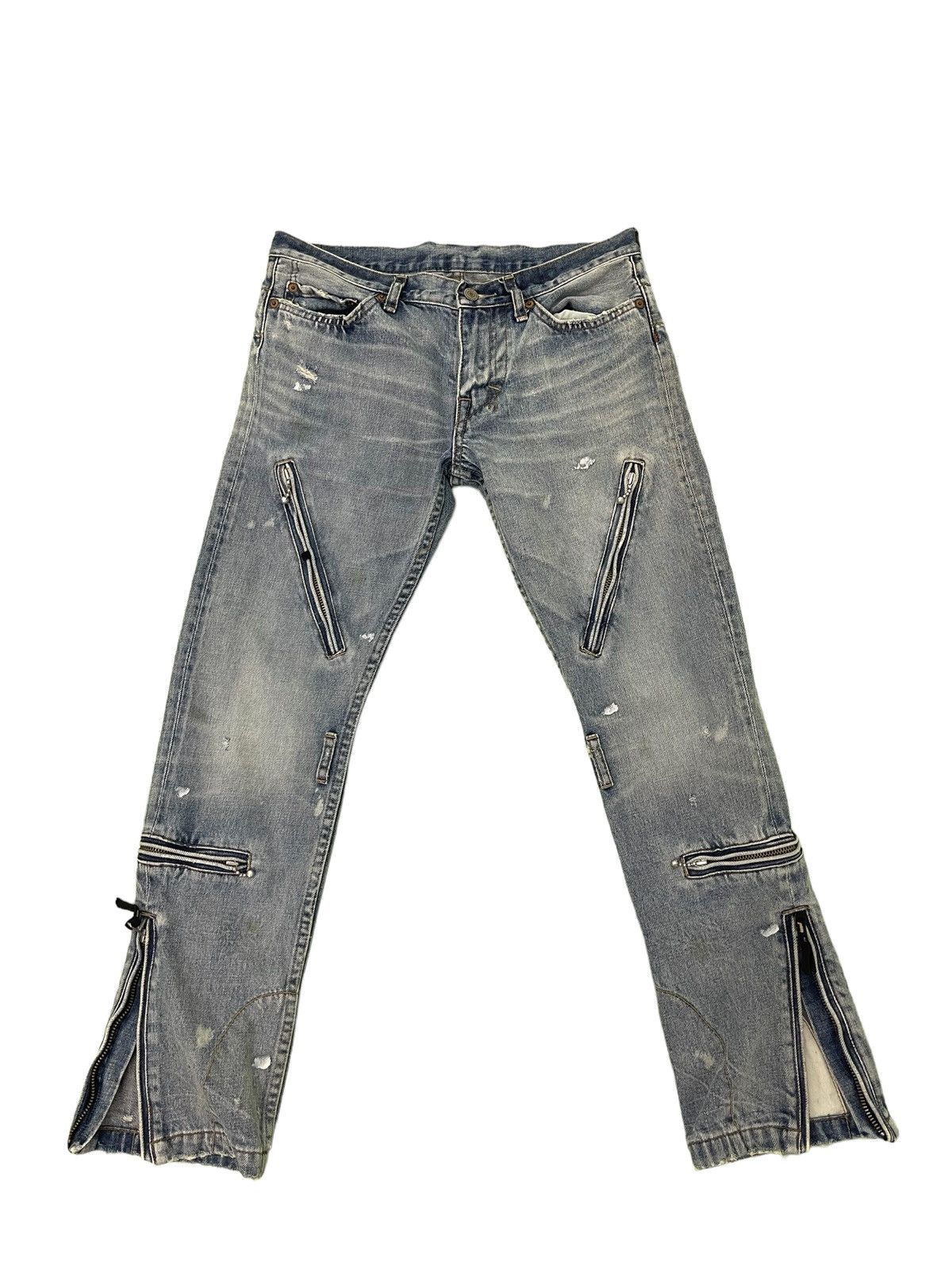 Japanese Brand Multizipped Denim Punk Rna Japan Cropped Boot Low Rise 2🟦3 Size US 30 / EU 46 - 1 Thumbnail