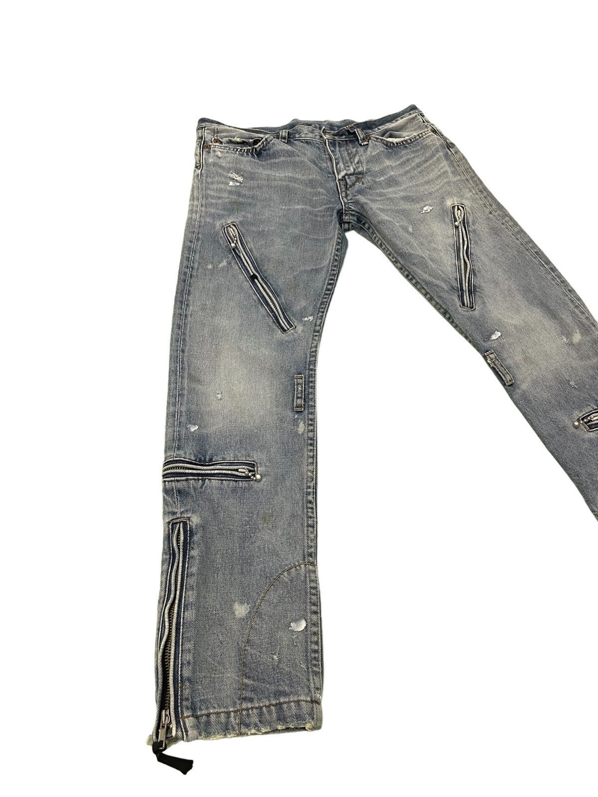 Japanese Brand Multizipped Denim Punk Rna Japan Cropped Boot Low Rise 2🟦3 Size US 30 / EU 46 - 2 Thumbnail