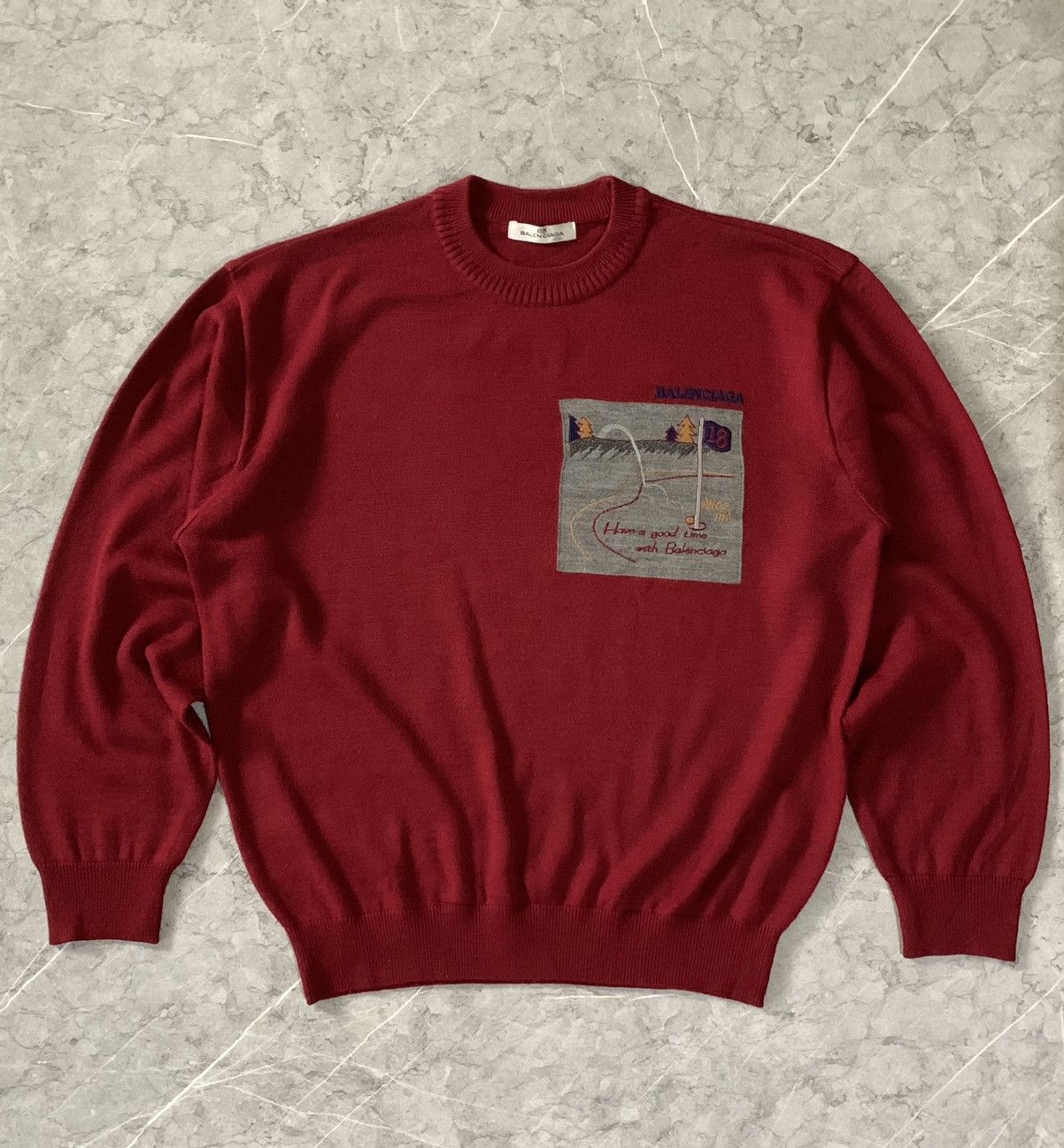 Balenciaga Vintage Red Balenciaga Knit Sweater Size US L / EU 52-54 / 3 - 1 Thumbnail