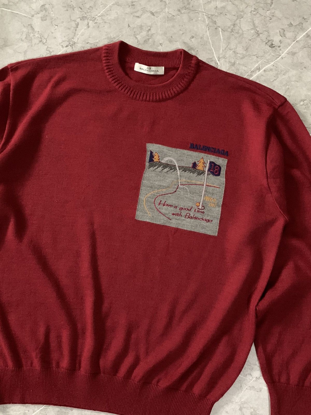 Balenciaga Vintage Red Balenciaga Knit Sweater Size US L / EU 52-54 / 3 - 3 Thumbnail