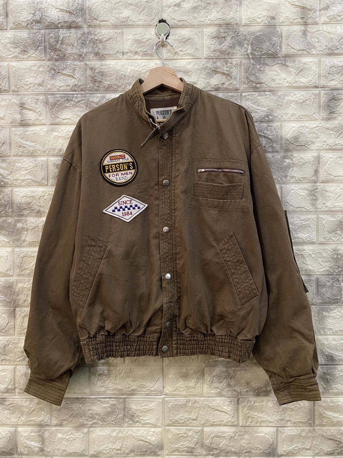 image of Bomber Jacket x Persons Vintage Person’S Bomber Cotton Jacket in Brown, Men's (Size Medium)