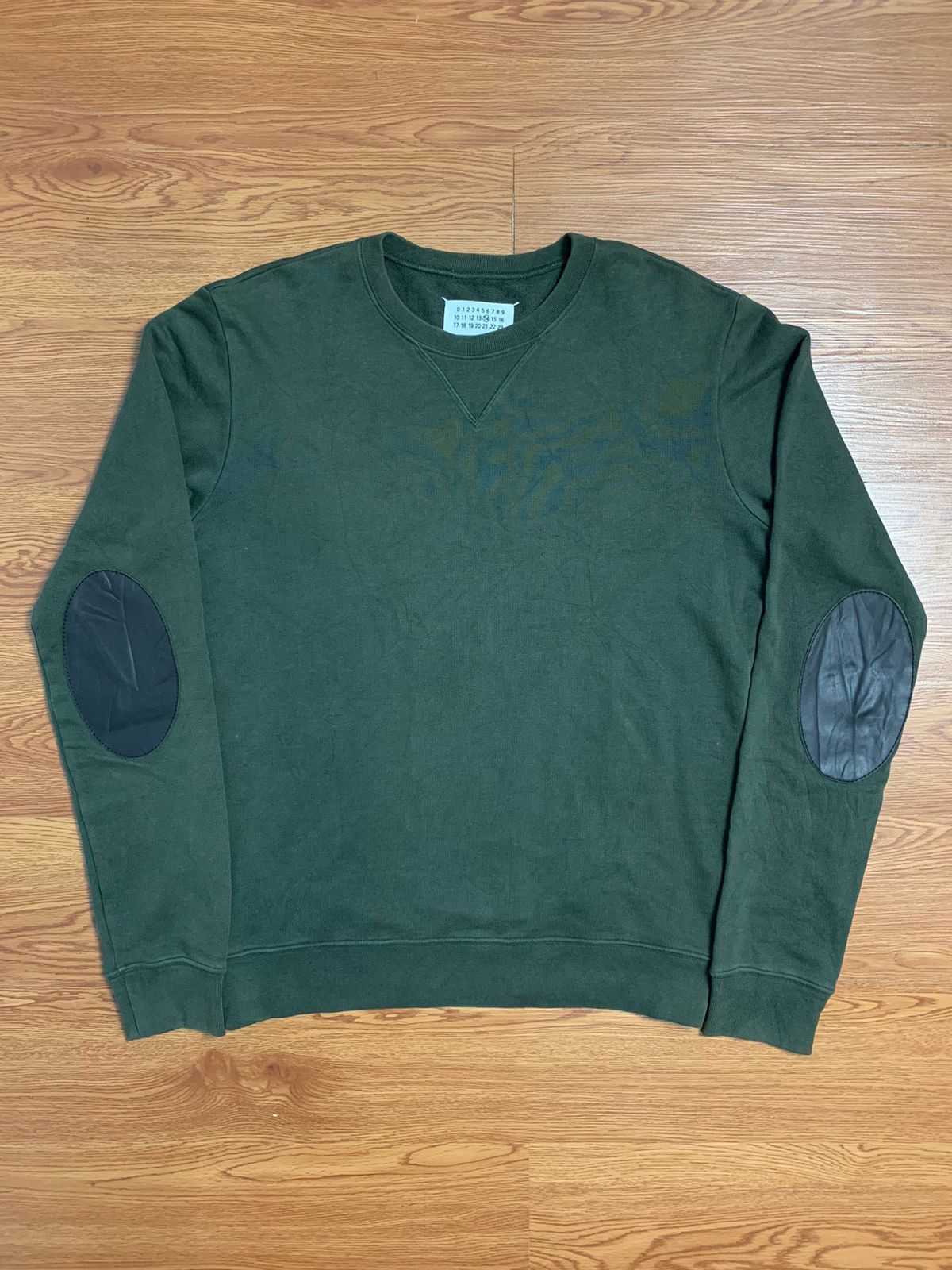 image of Maison Margiela 2016 Elbow Patch Sweatshirt in Army Green, Men's (Size Medium)