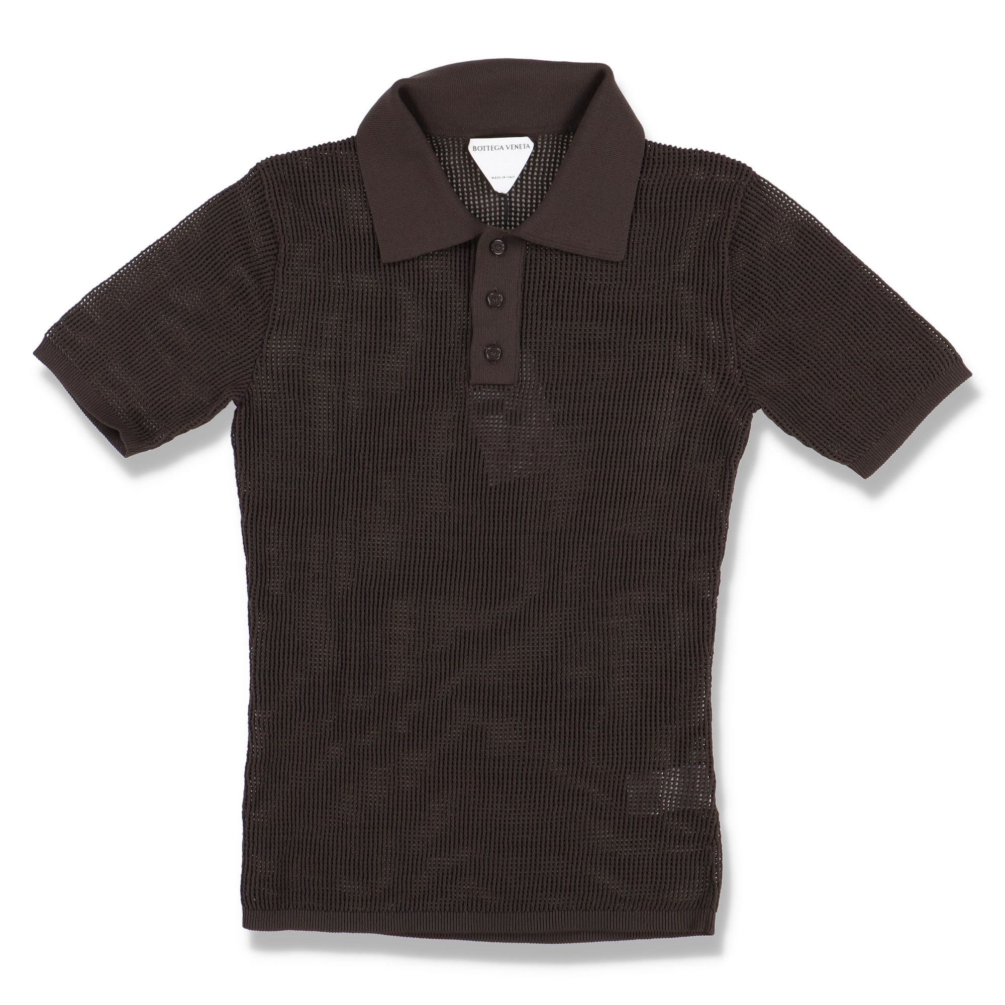 Bottega Veneta Chocolate Brown Cotton Mesh Polo Size US XS / EU 42 / 0 - 1 Thumbnail