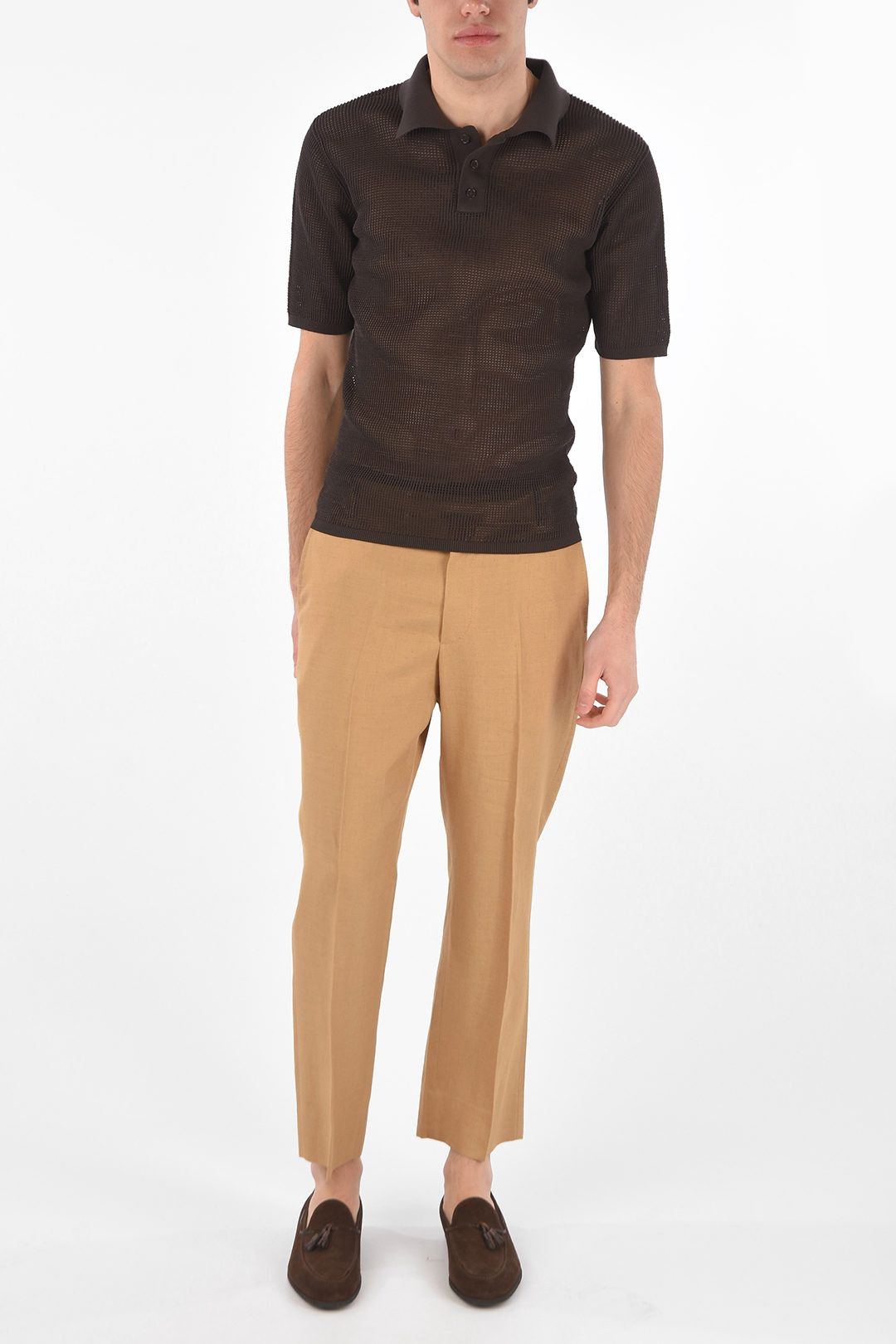 Bottega Veneta Chocolate Brown Cotton Mesh Polo Size US XS / EU 42 / 0 - 4 Thumbnail