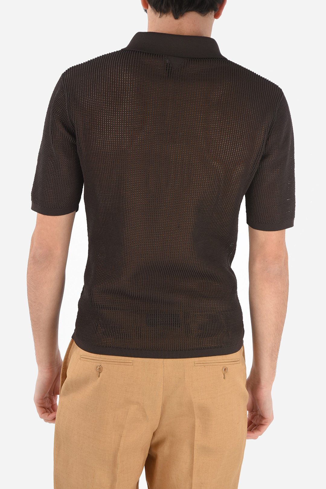 Bottega Veneta Chocolate Brown Cotton Mesh Polo Size US XS / EU 42 / 0 - 5 Thumbnail