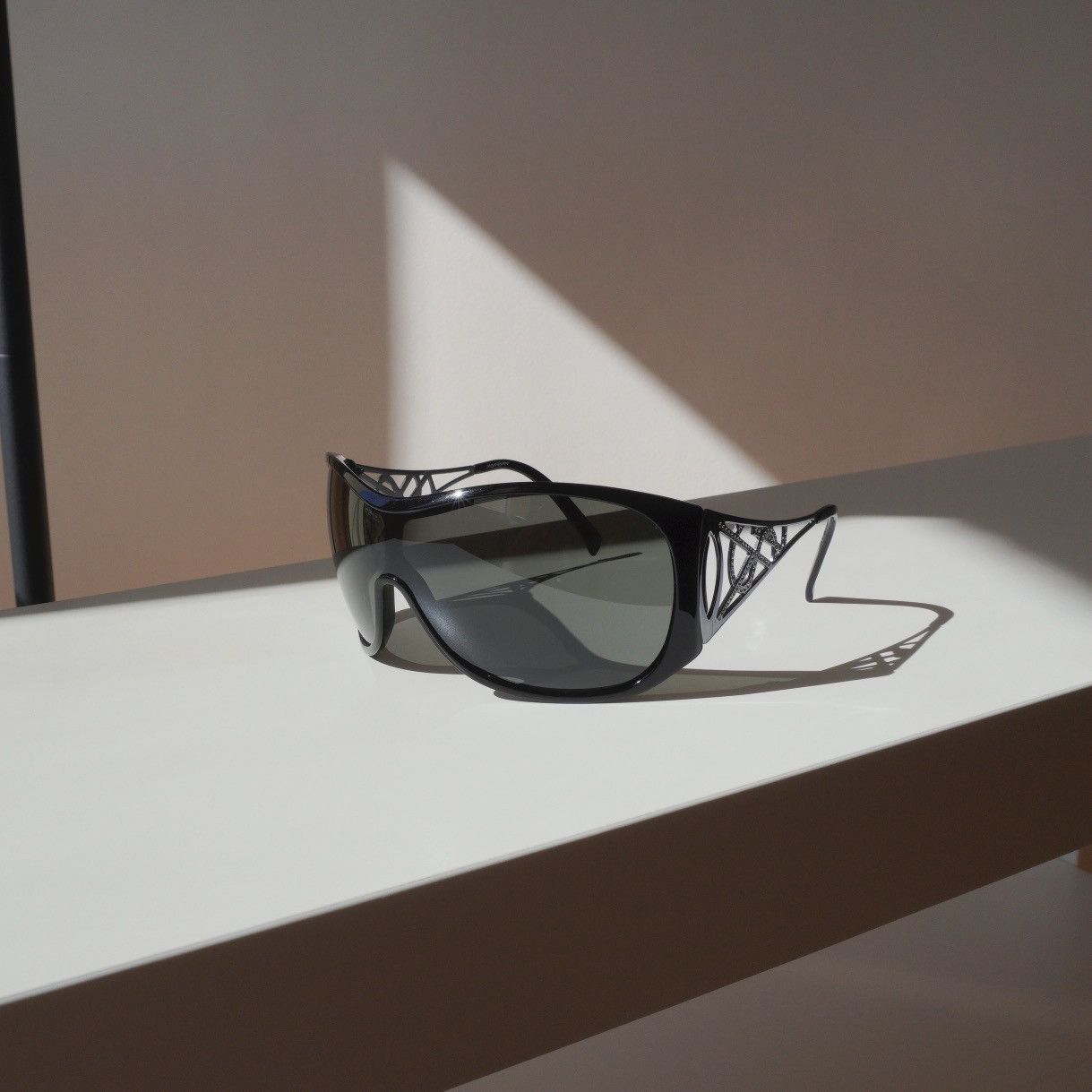 image of Saint Laurent Paris x YVES Saint Laurent Vintage YVES Saint Laurent Crystal Logo Black Sunglasses, 