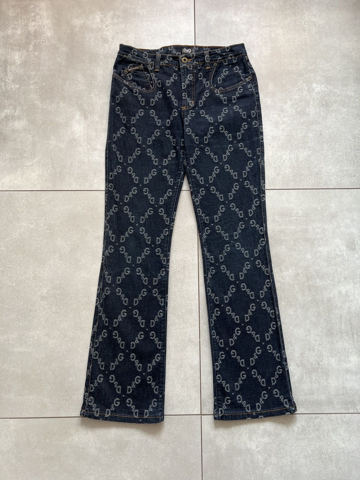 image of Dolce Gabbana Dolce And Gabbana Full Monogram Printed Denim Jeans in Blue, Men's (Size 30)