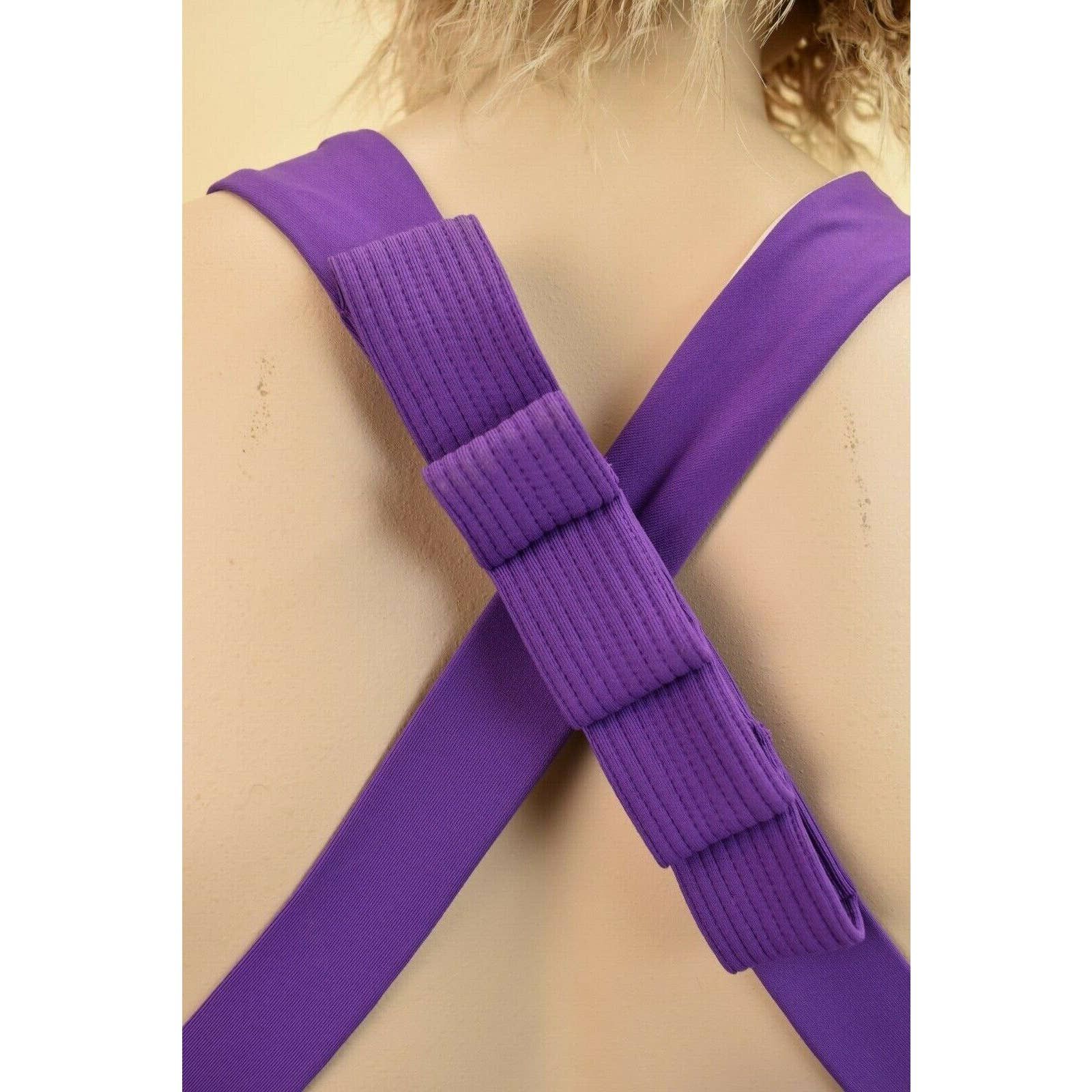PURPLE NYLON STRETCH BOWS CRISS CROSS SWIMSUIT 40 ITALY $730