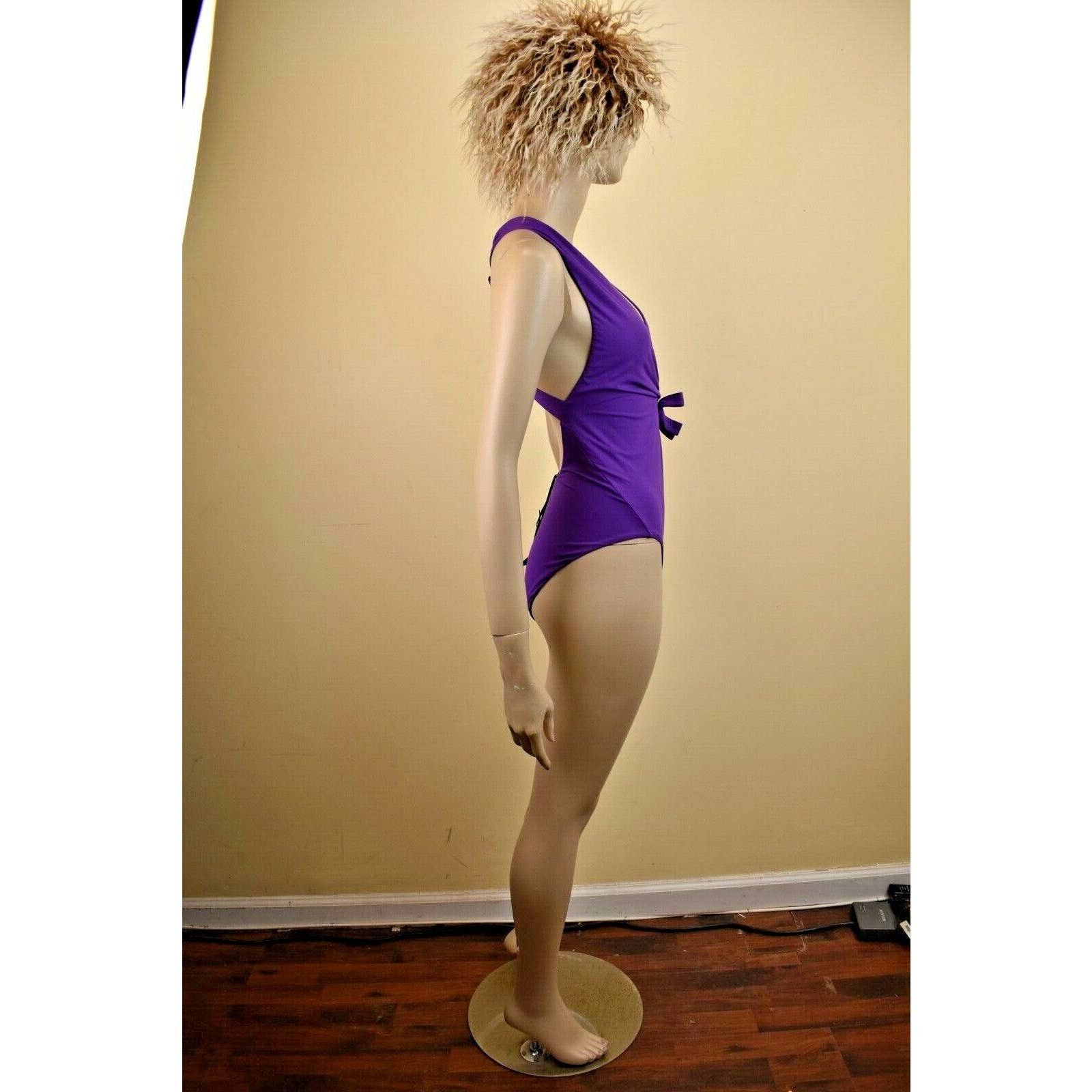 PURPLE NYLON STRETCH BOWS CRISS CROSS SWIMSUIT 40 ITALY $730